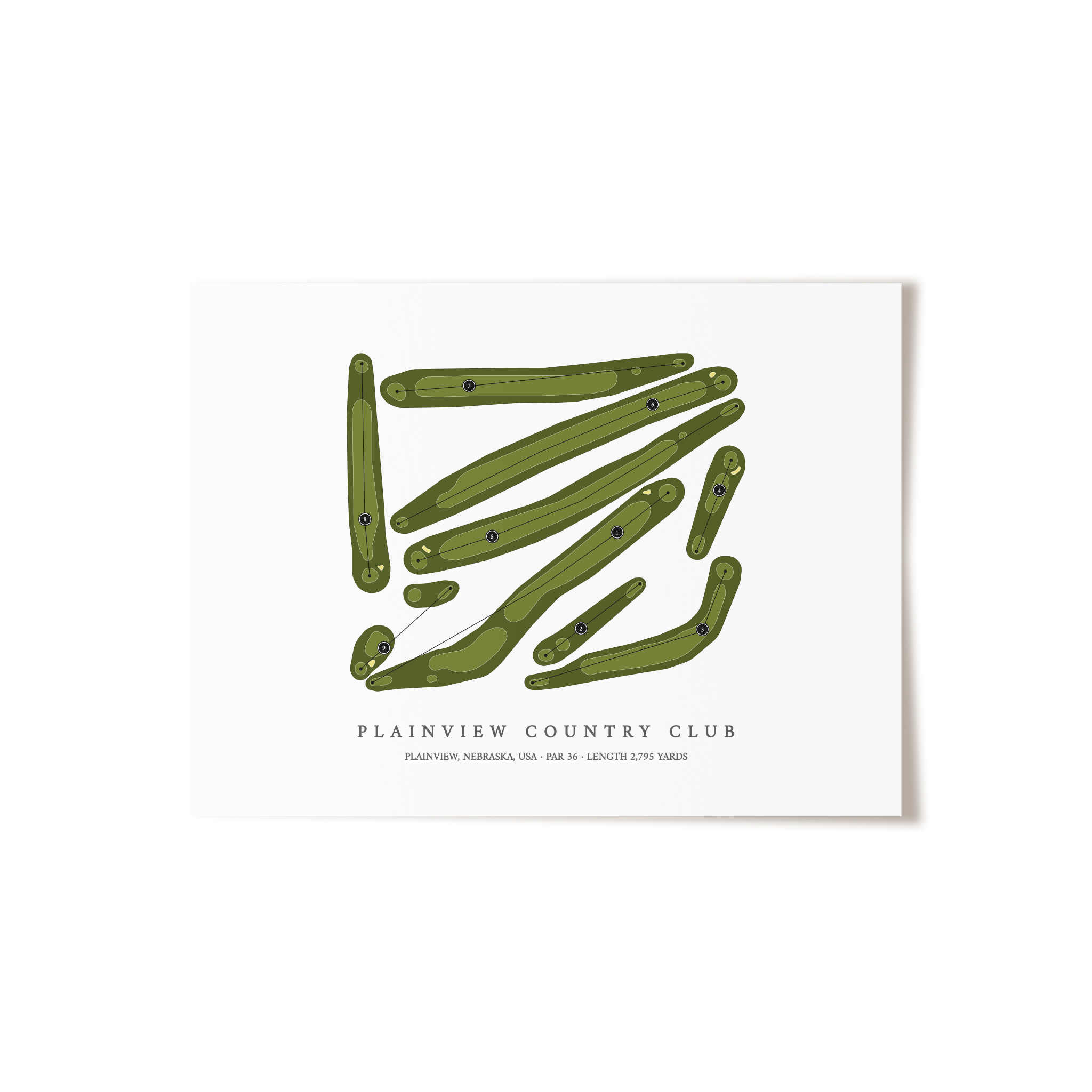 Plainview Country Club | Golf Course Map | Unframed