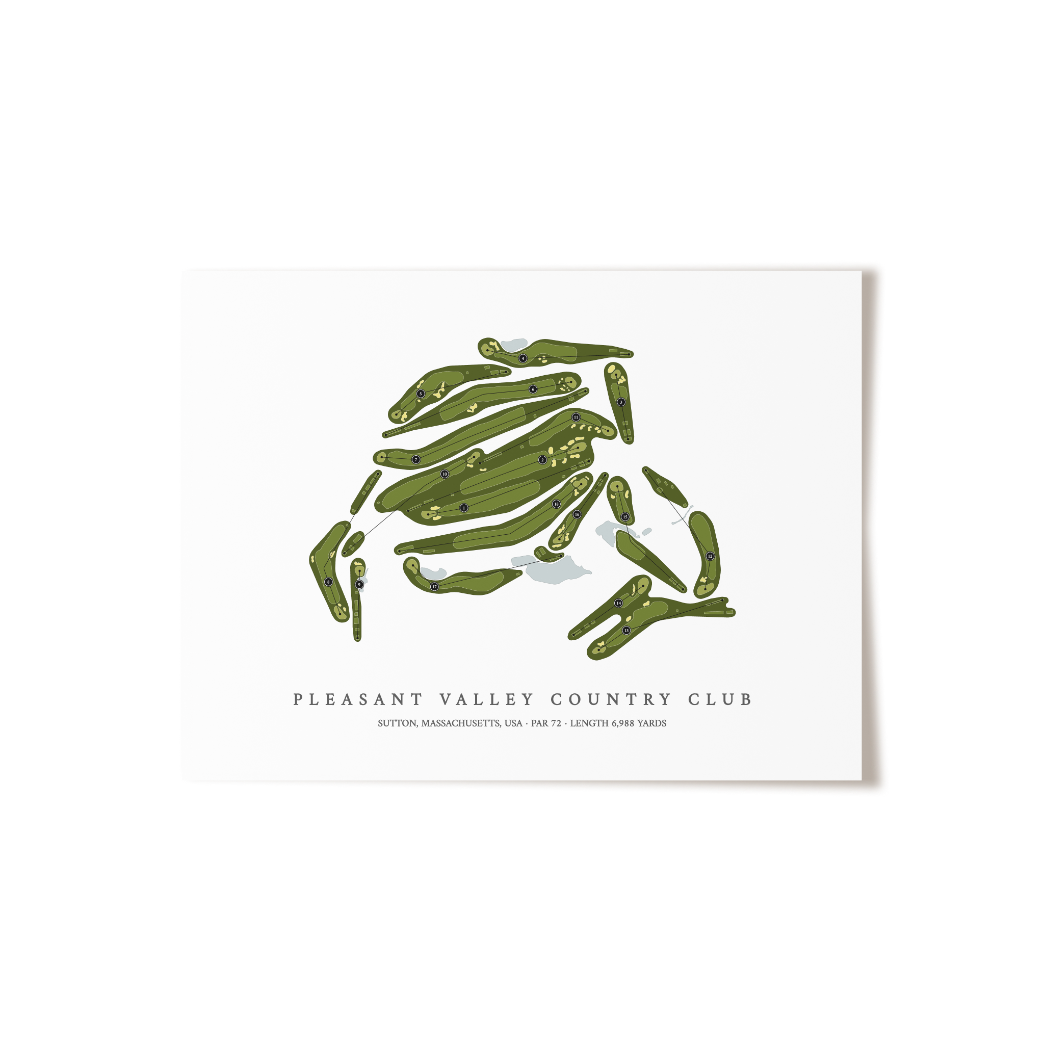 Pleasant Valley Country Club | Golf Course Map | Unframed