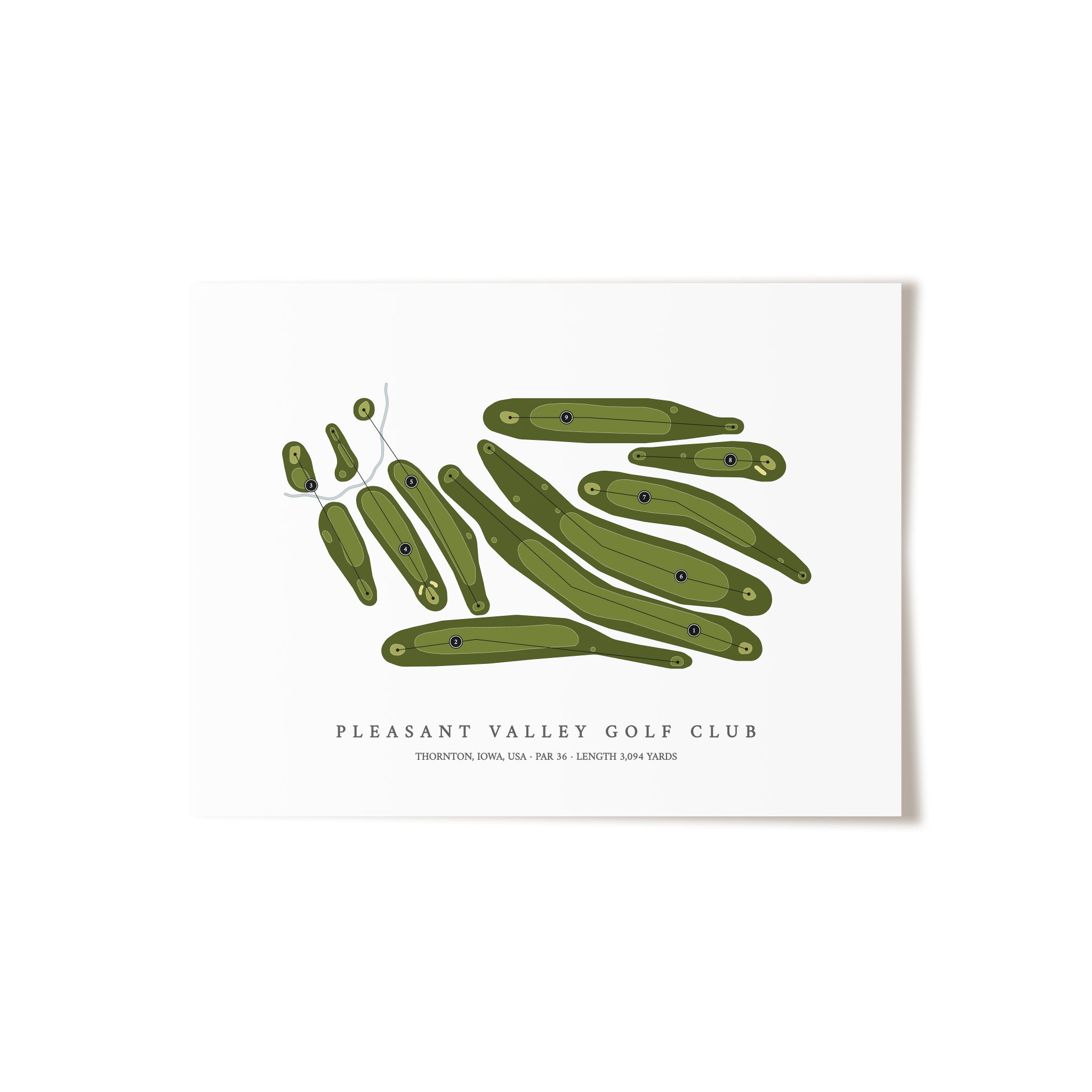 Pleasant Valley Golf Club | Golf Course Map | Unframed