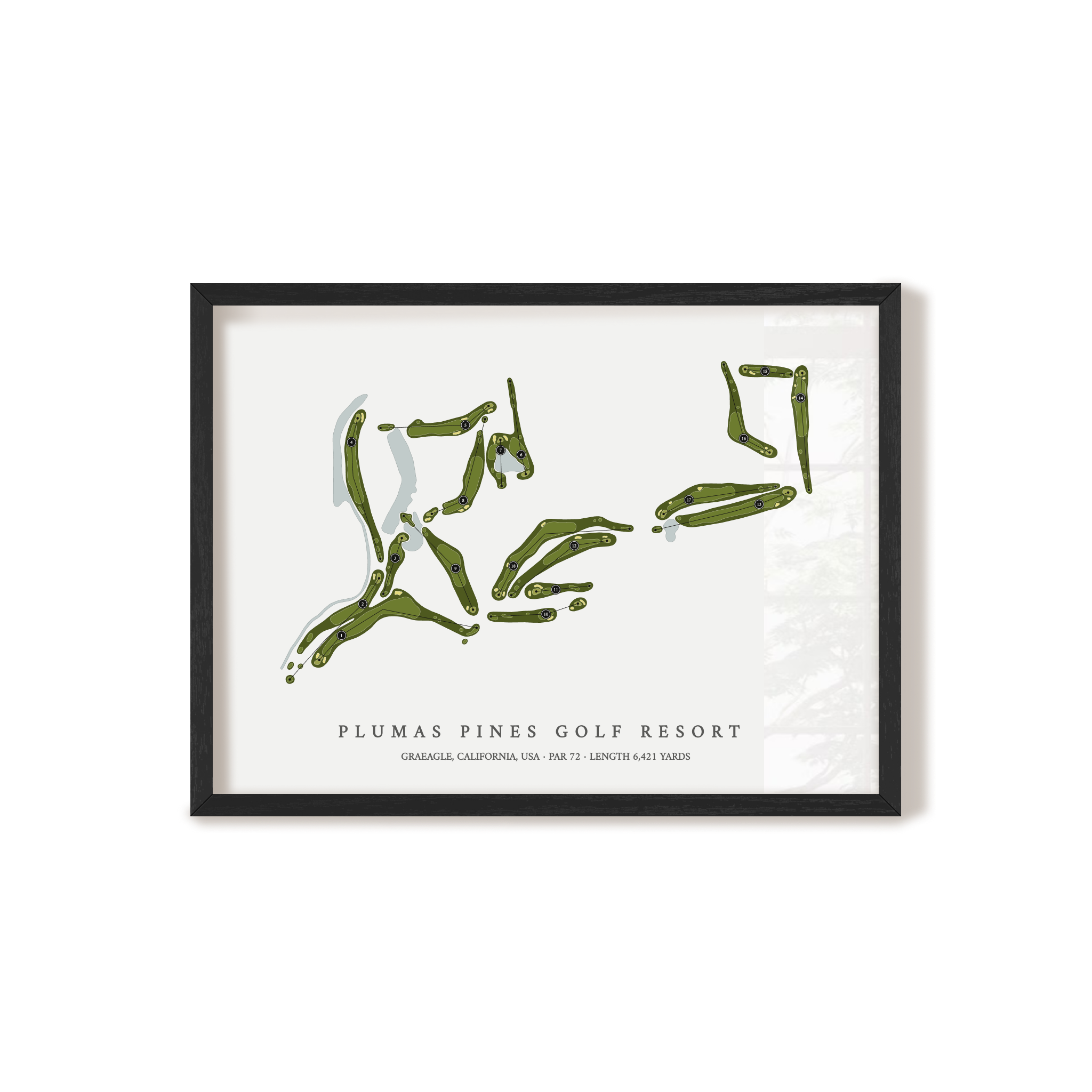 Plumas Pines Golf Resort | Golf Course Map | Black Frame