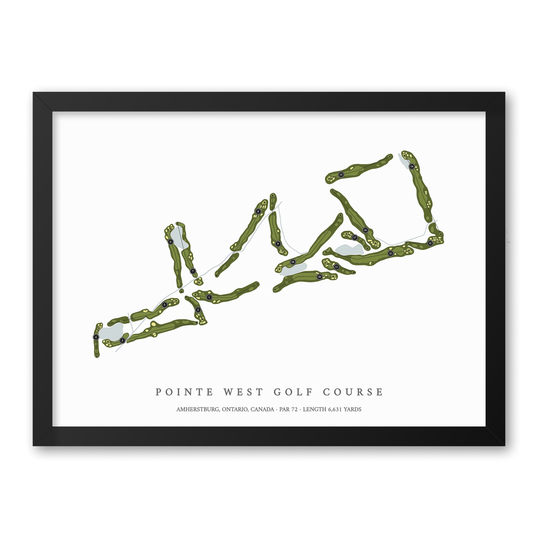 Pointe West Golf Course | Golf Course Map | Black Frame