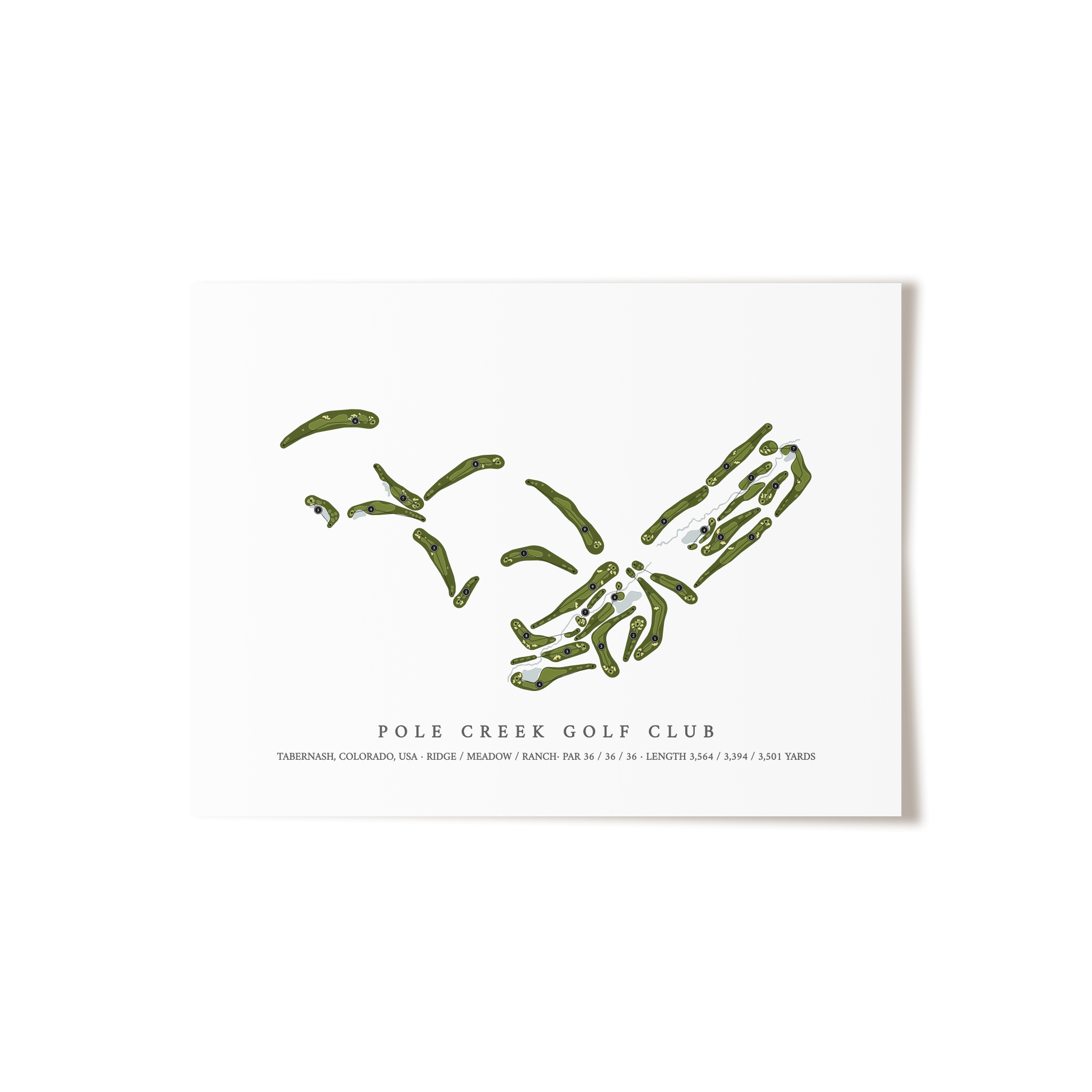 Pole Creek Golf Club | Golf Course Map | Unframed