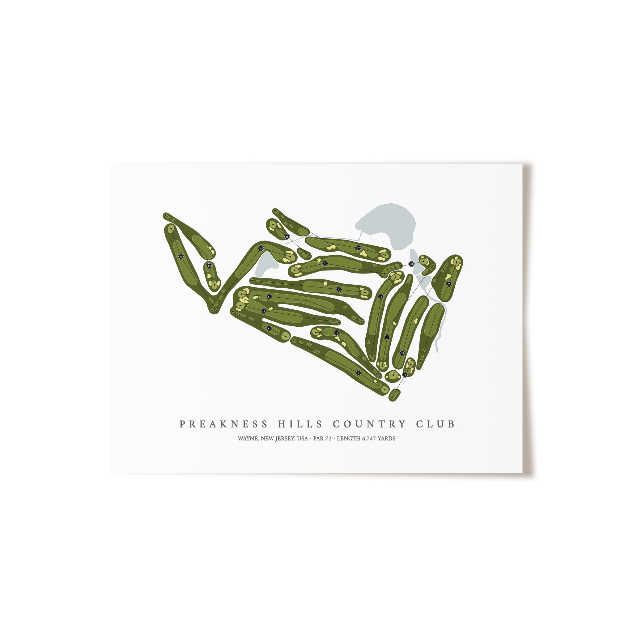 Preakness Hills Country Club | Golf Course Map | Unframed