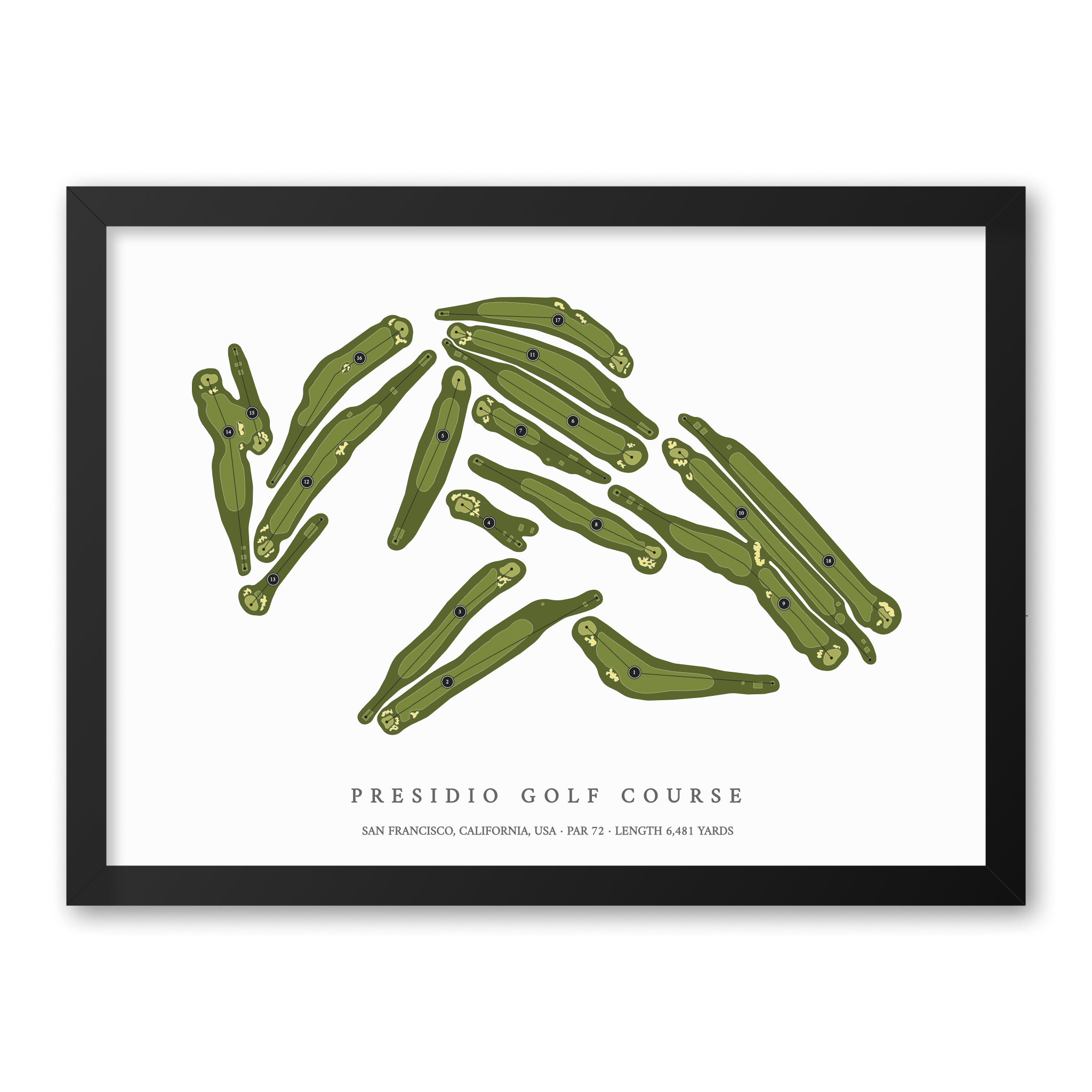 Presidio Golf Course | Golf Course Print | Black Frame