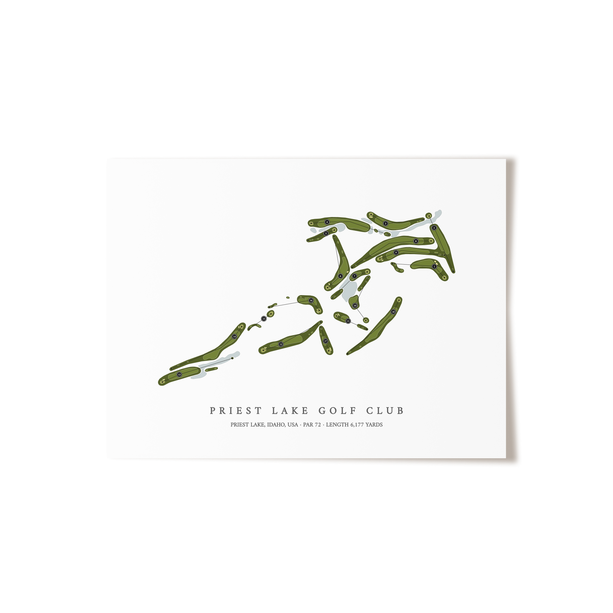 Priest Lake Golf Club | Golf Course Map | Unframed
