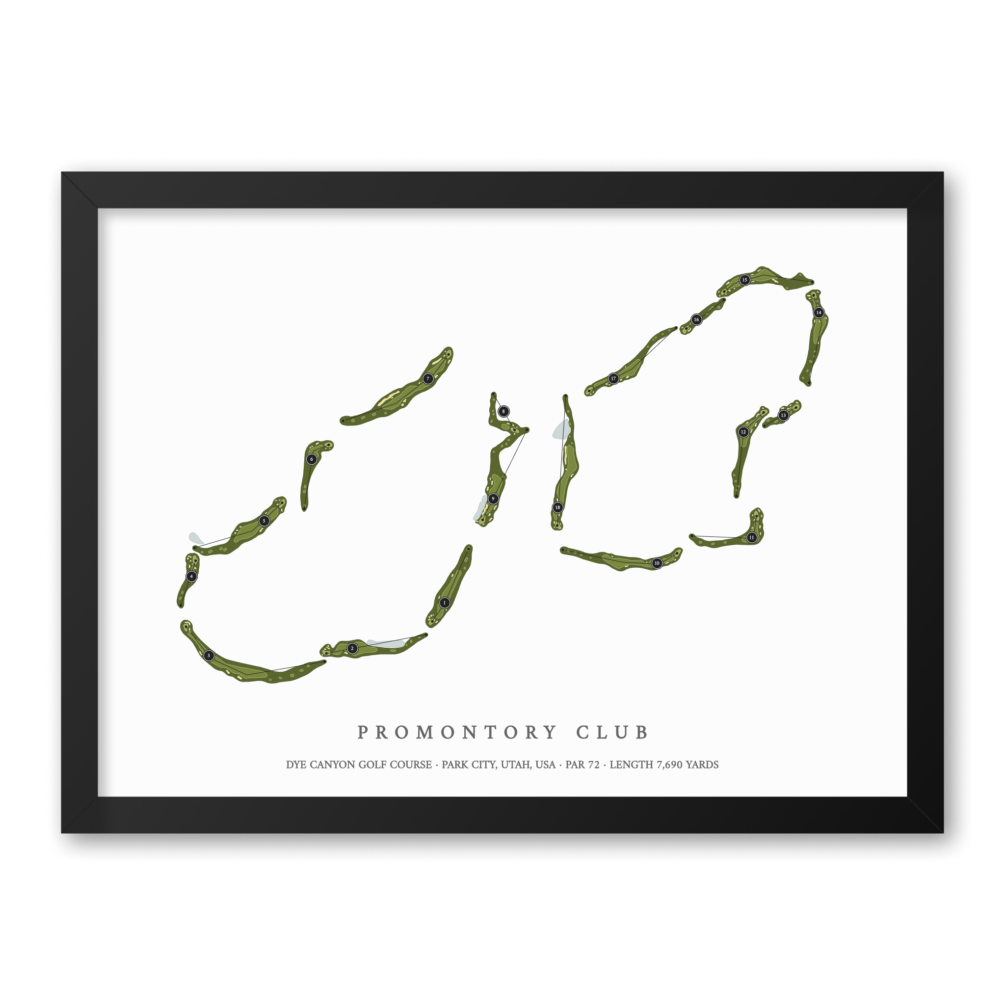 Promontory Club - Dye Canyon Golf Course | Heritage Style Golf Course Print | Black Frame