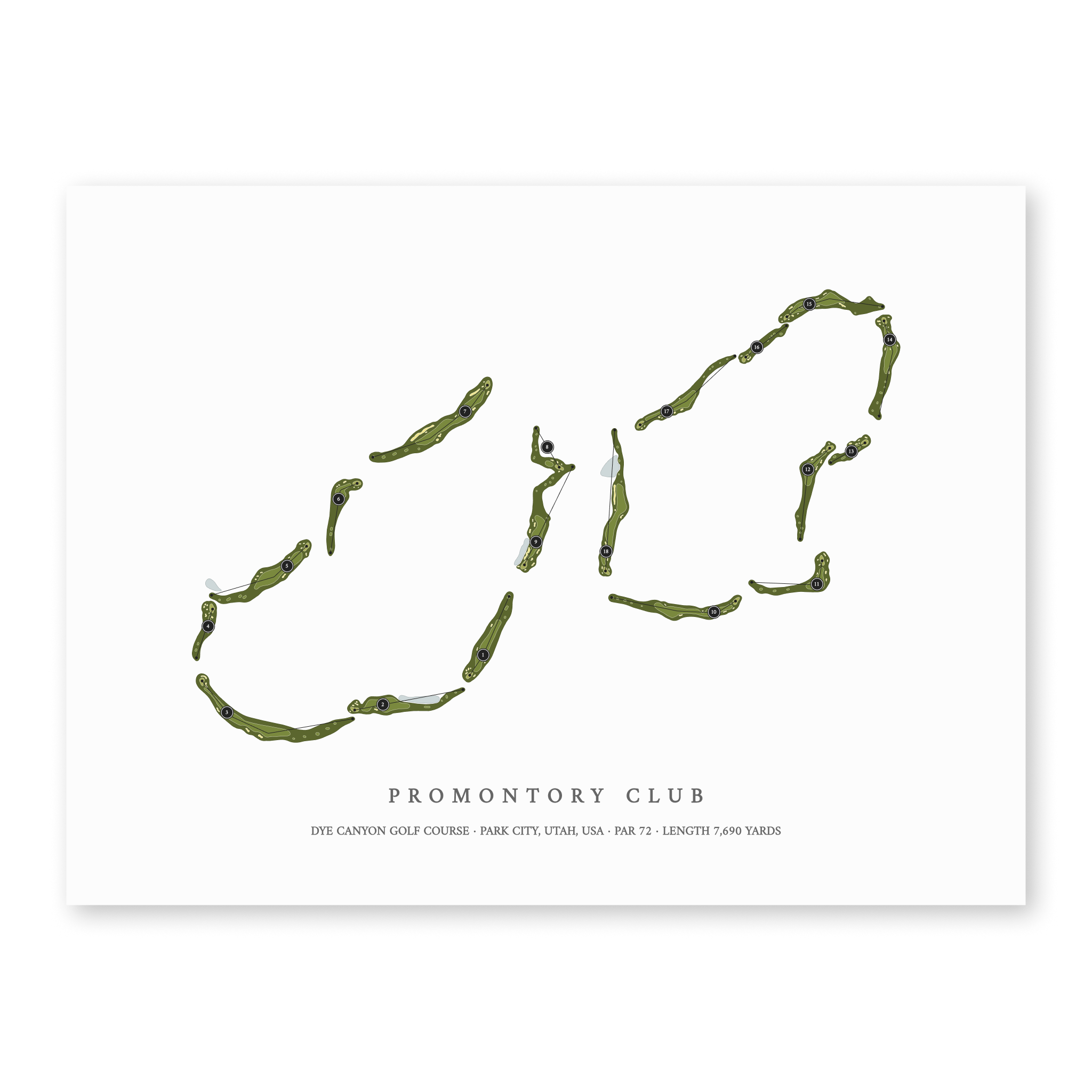 Promontory Club - Dye Canyon Golf Course | Heritage Style Golf Course Print | Unframed