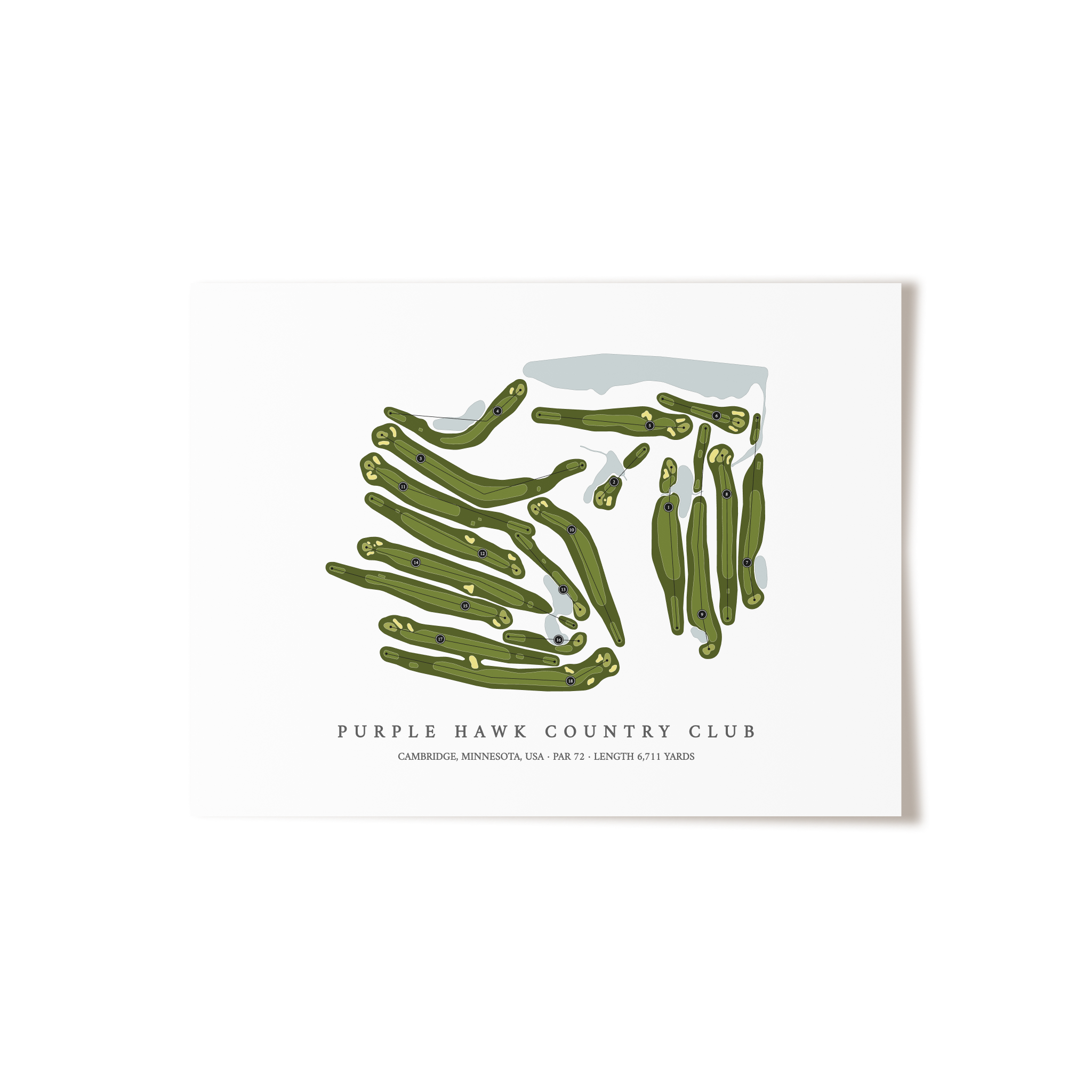 Purple Hawk Country Club | Golf Course Map | Unframed