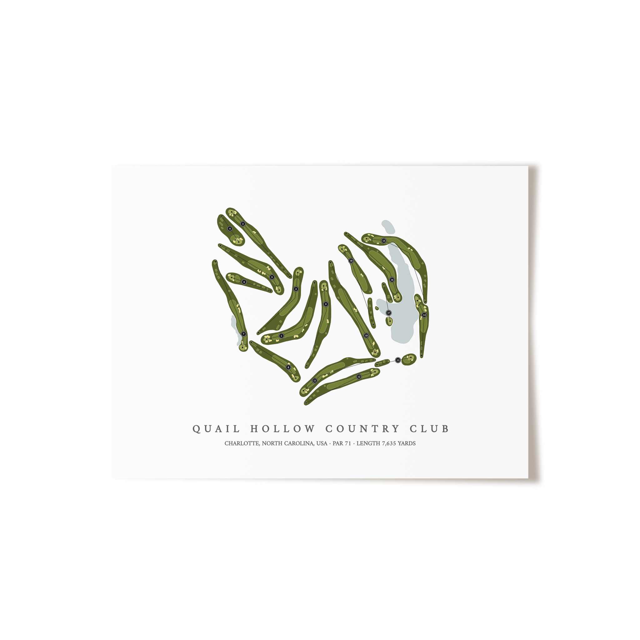 Quail Hollow Country Club | Golf Course Map | Unframed