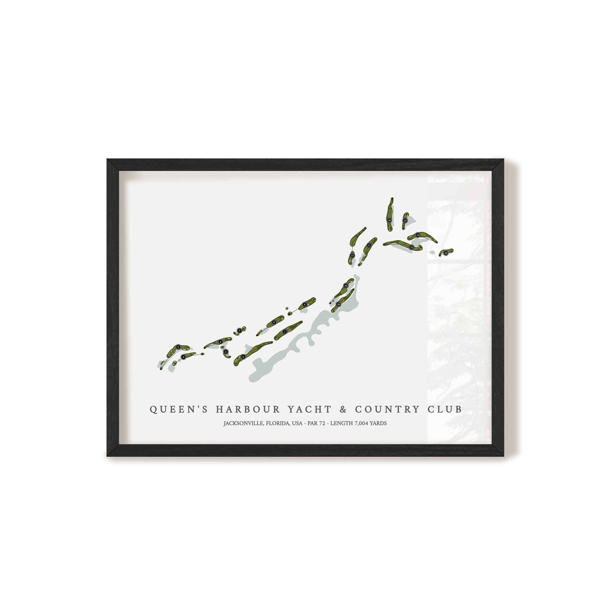 Queen's Harbour Yacht & Country Club | Golf Course Map | Black Frame