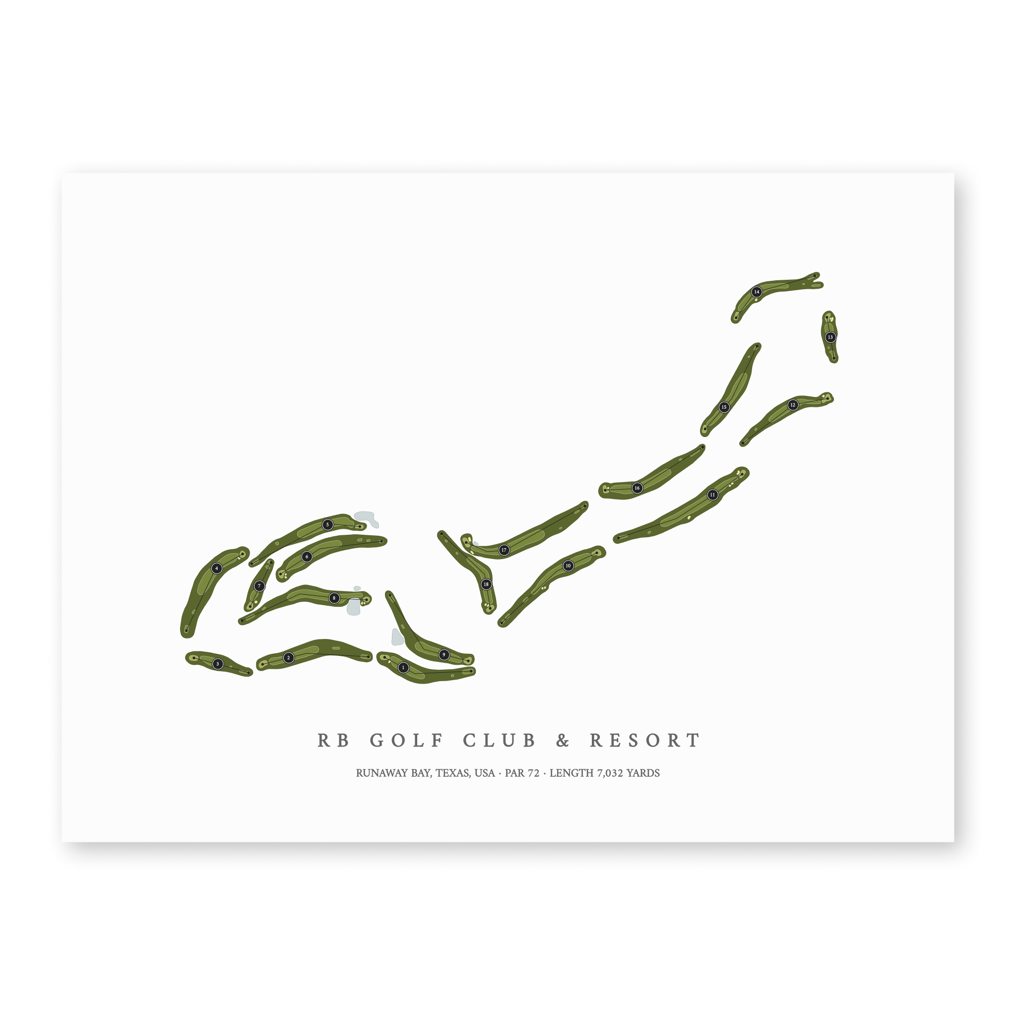 RB Golf Club & Resort | Golf Course Map | Unframed