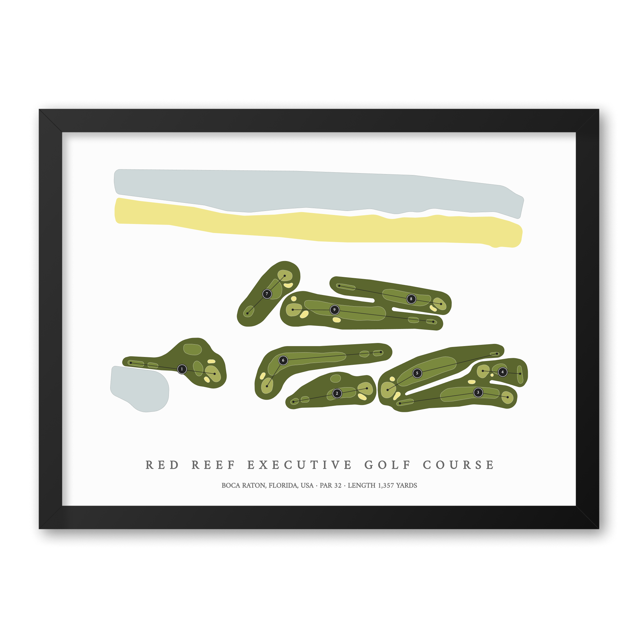 Red Reef Executive Golf Course | Golf Course Map | Black Frame