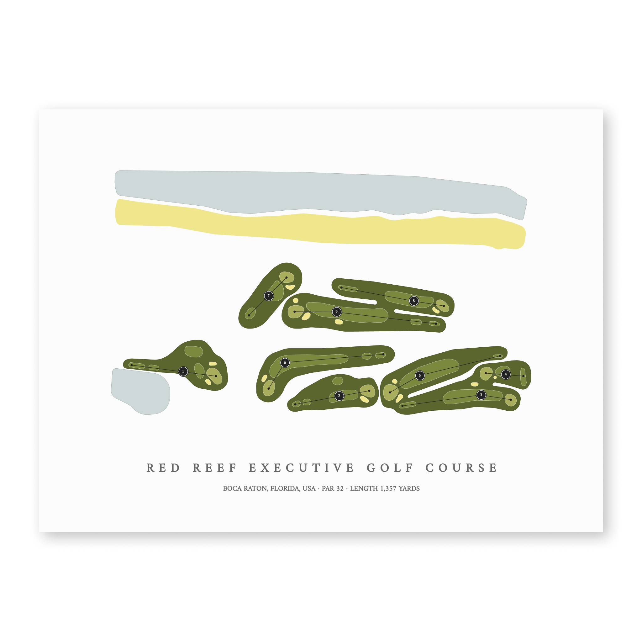 Red Reef Executive Golf Course | Golf Course Map | Unframed