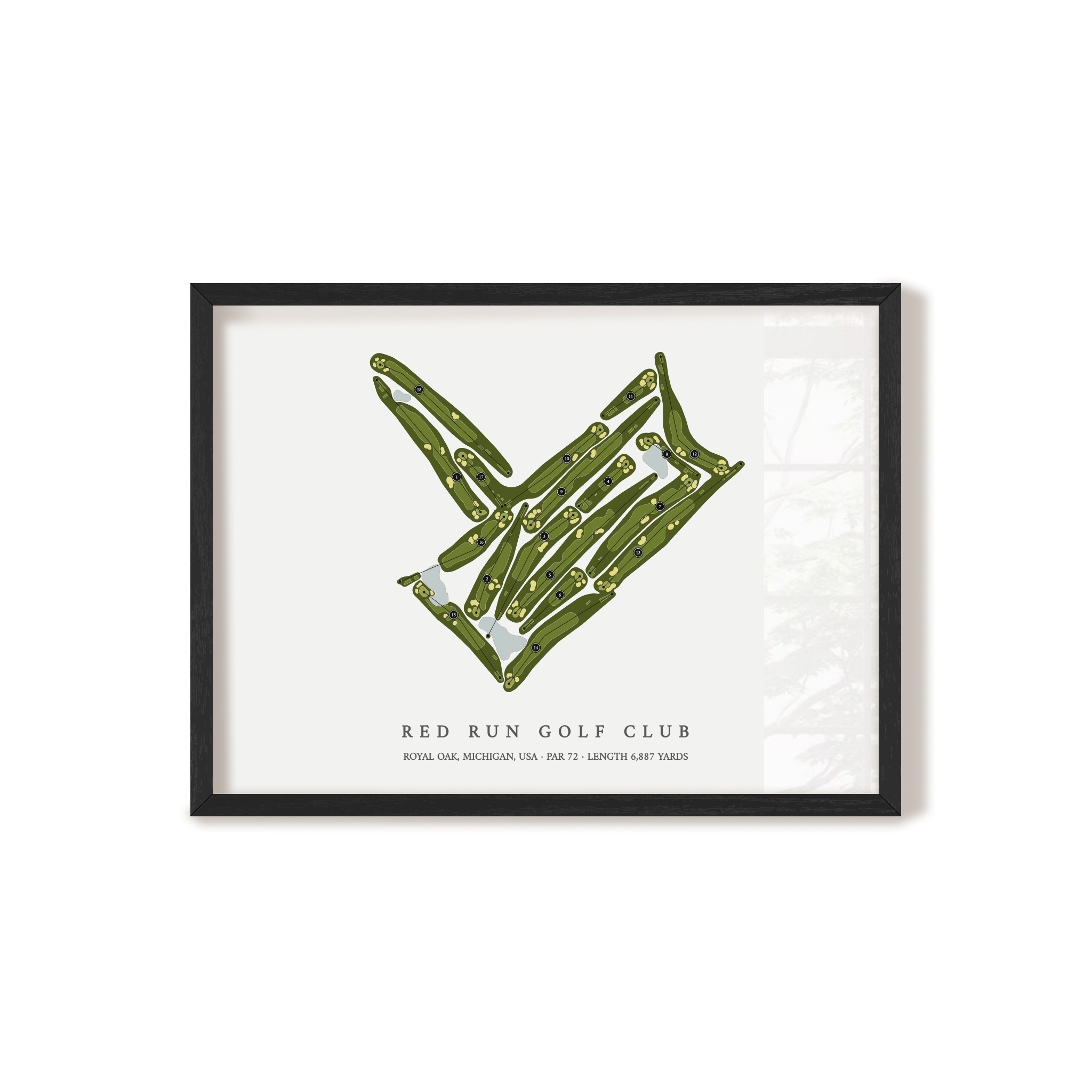 Red Run Golf Club | Golf Course Print | Black Frame