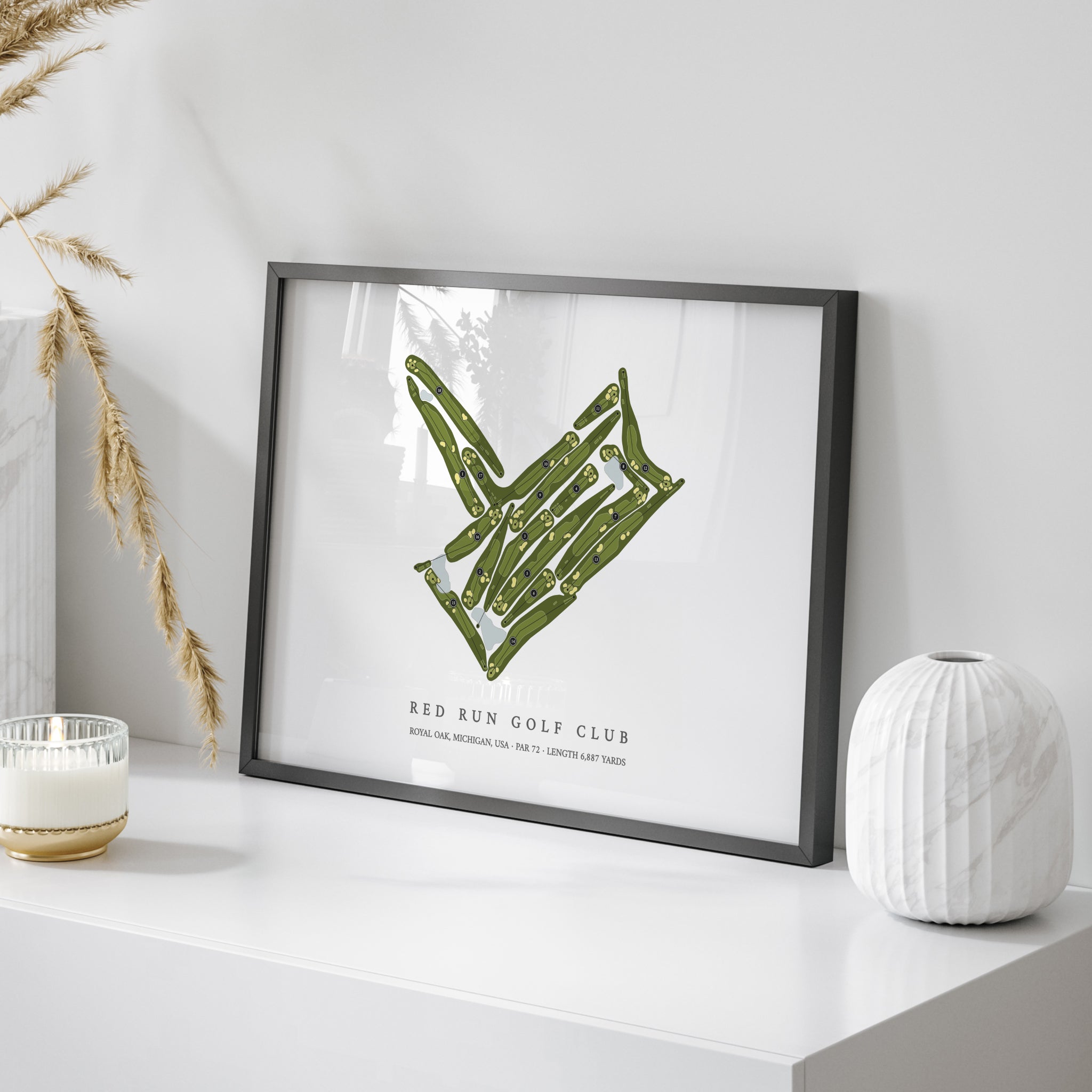 Red Run Golf Club | Golf Course Print | On Table