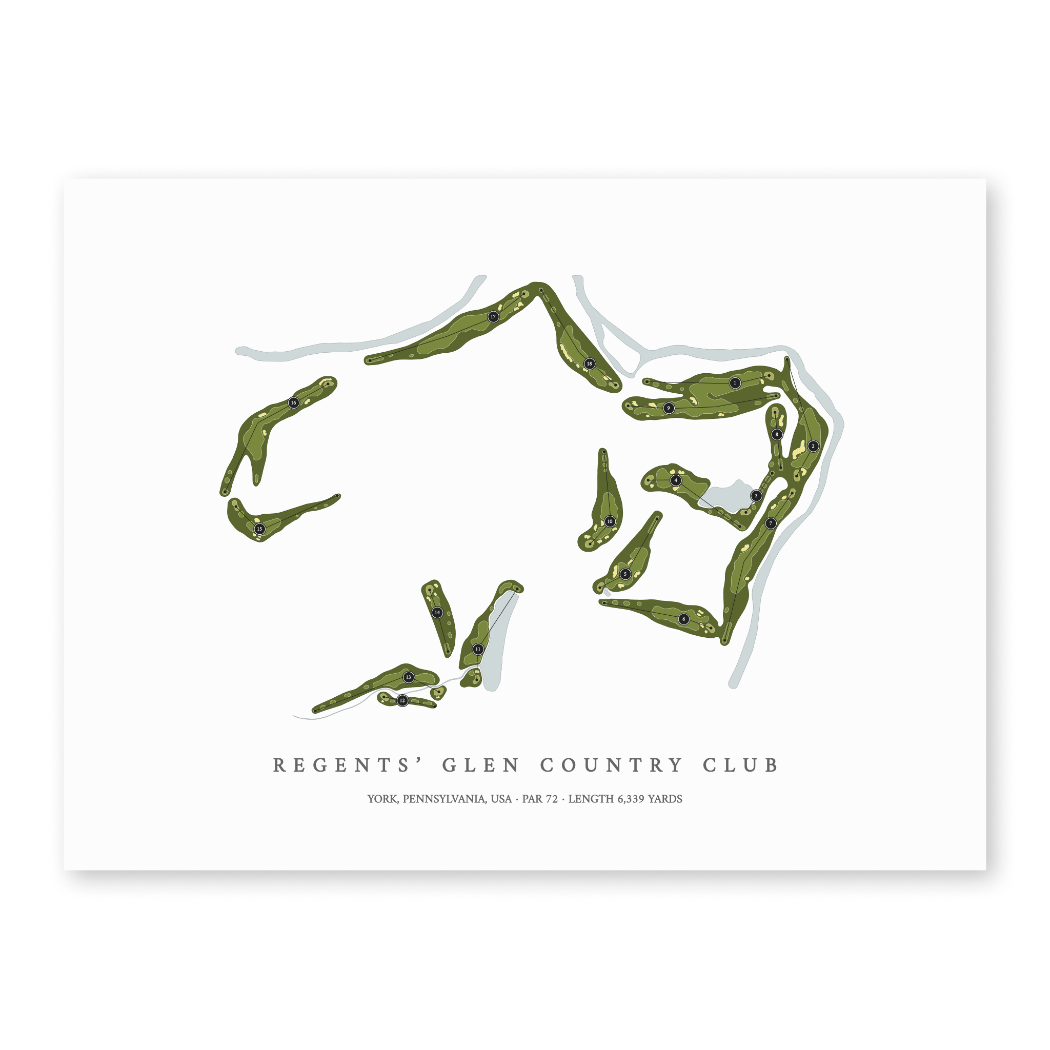 Regents' Glen Country Club | Golf Course Map | Unframed
