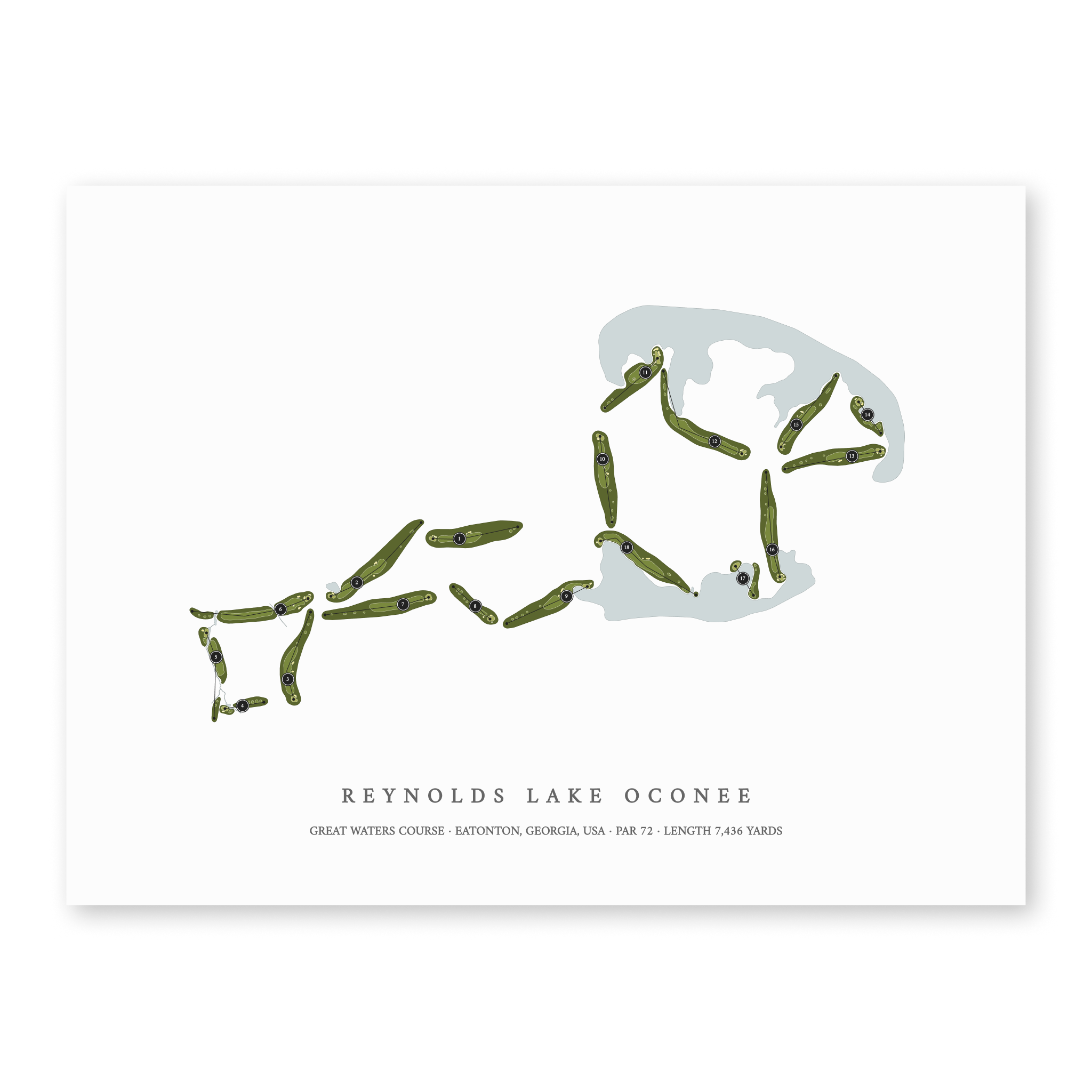 Reynolds Lake Oconee - Great Waters | Golf Course Map | Unframed
