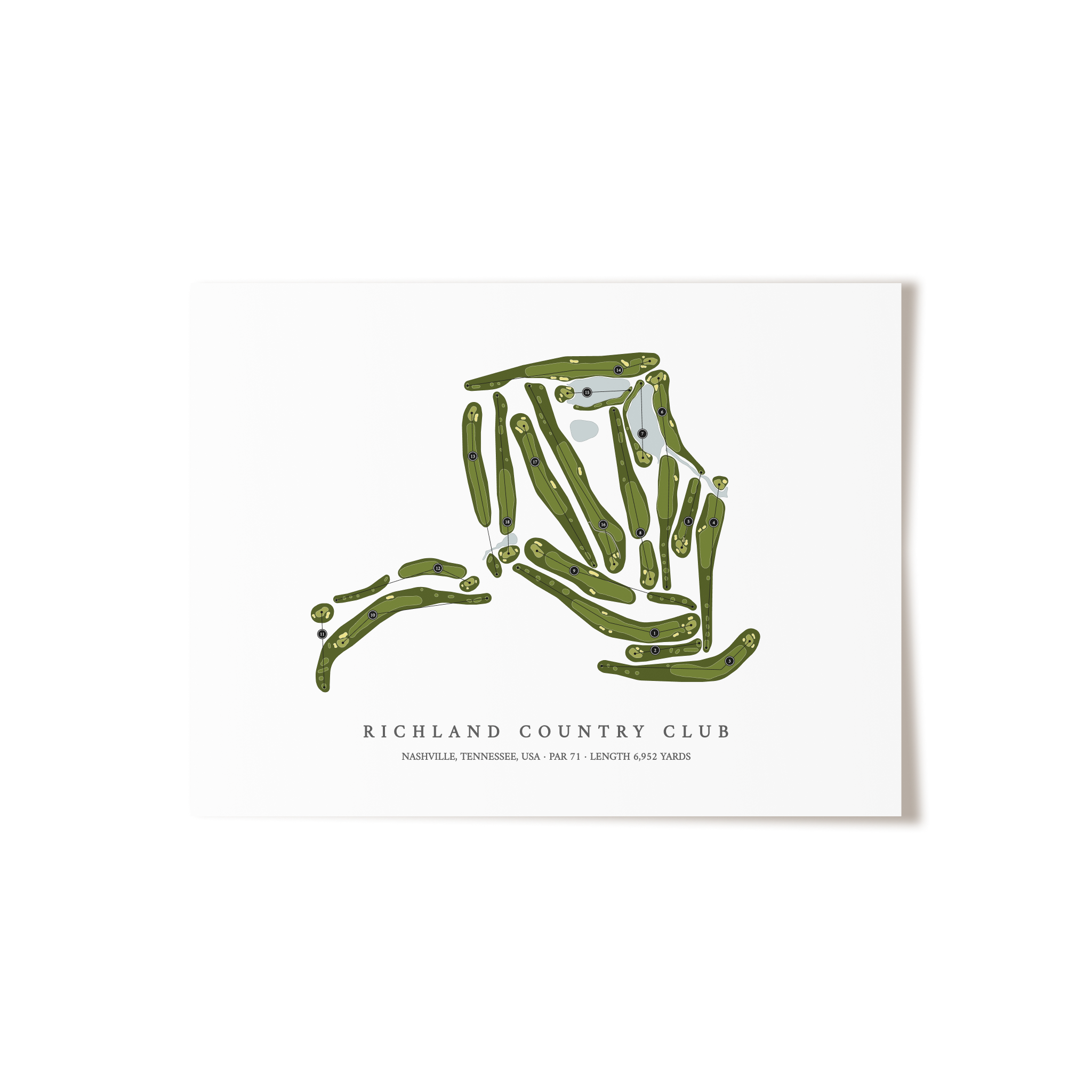 Richland Country Club | Golf Course Map | Unframed