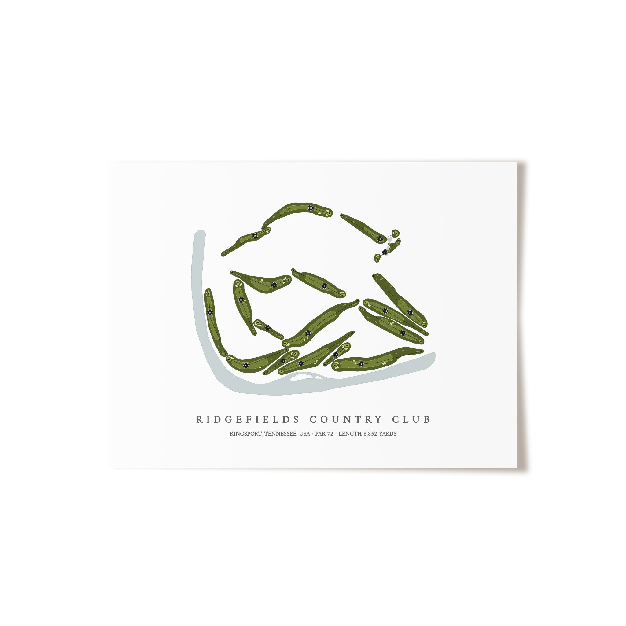 Ridgefields Country Club | Golf Course Map | Unframed