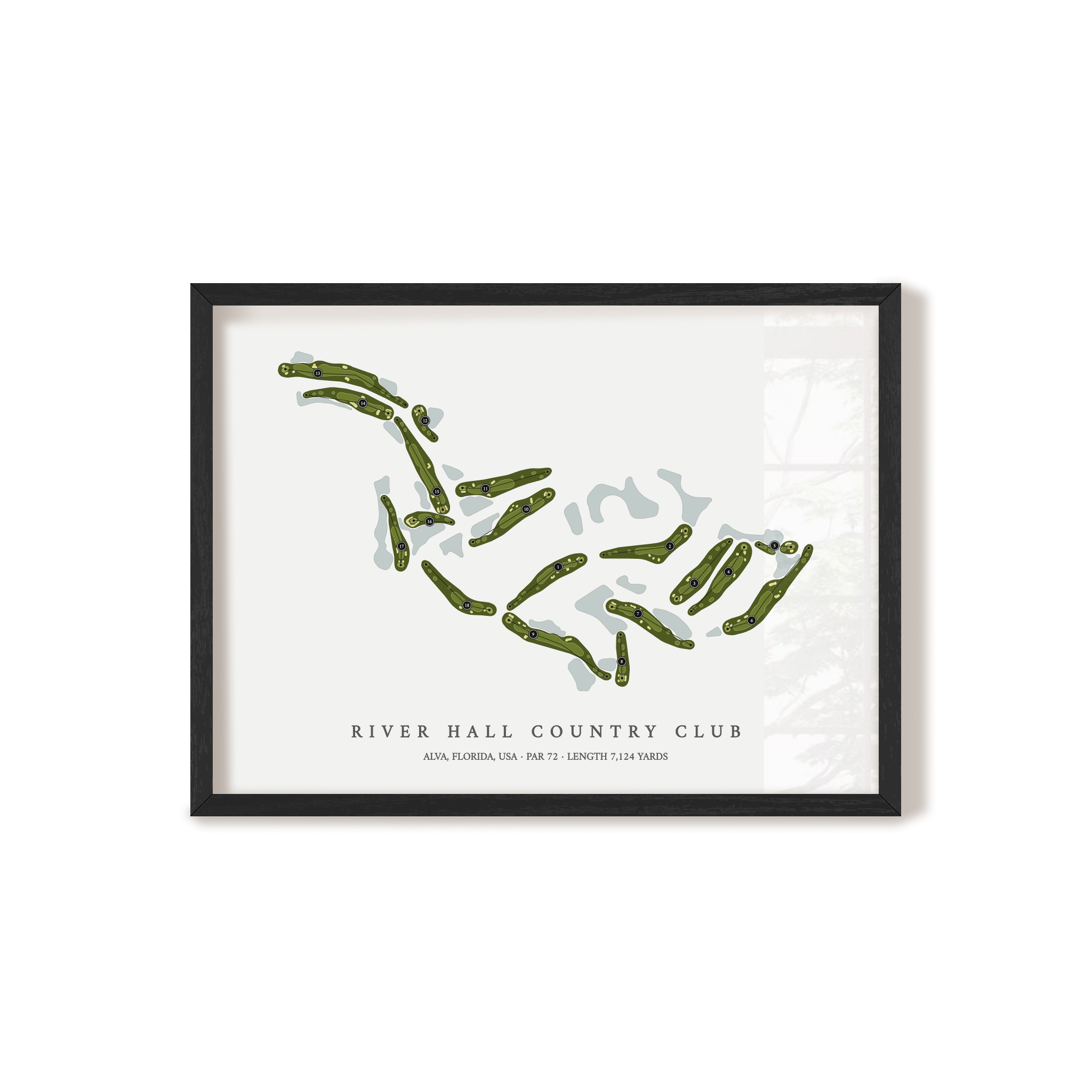 River Hall Country Club | Golf Course Map | Black Frame