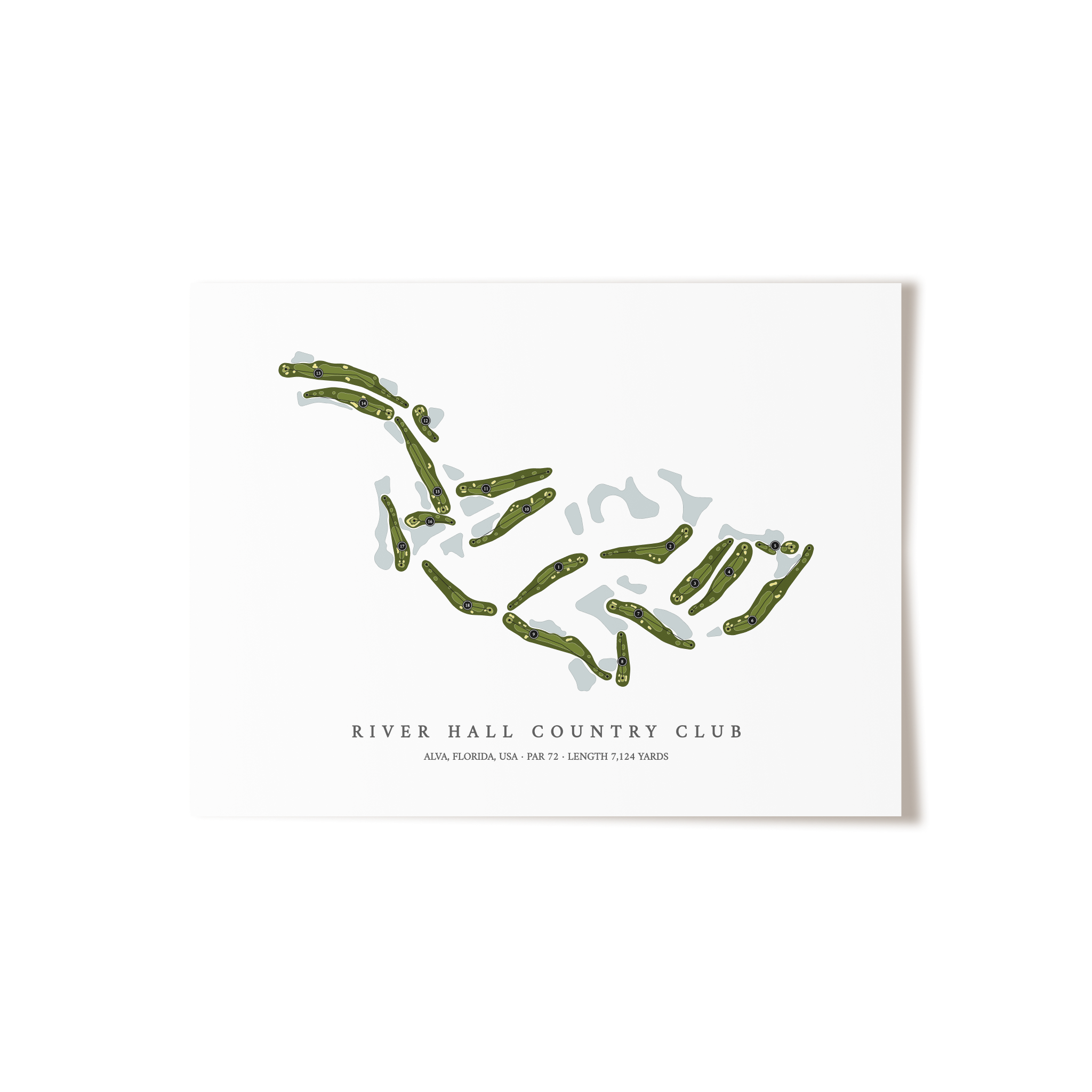 River Hall Country Club | Golf Course Map | Unframed