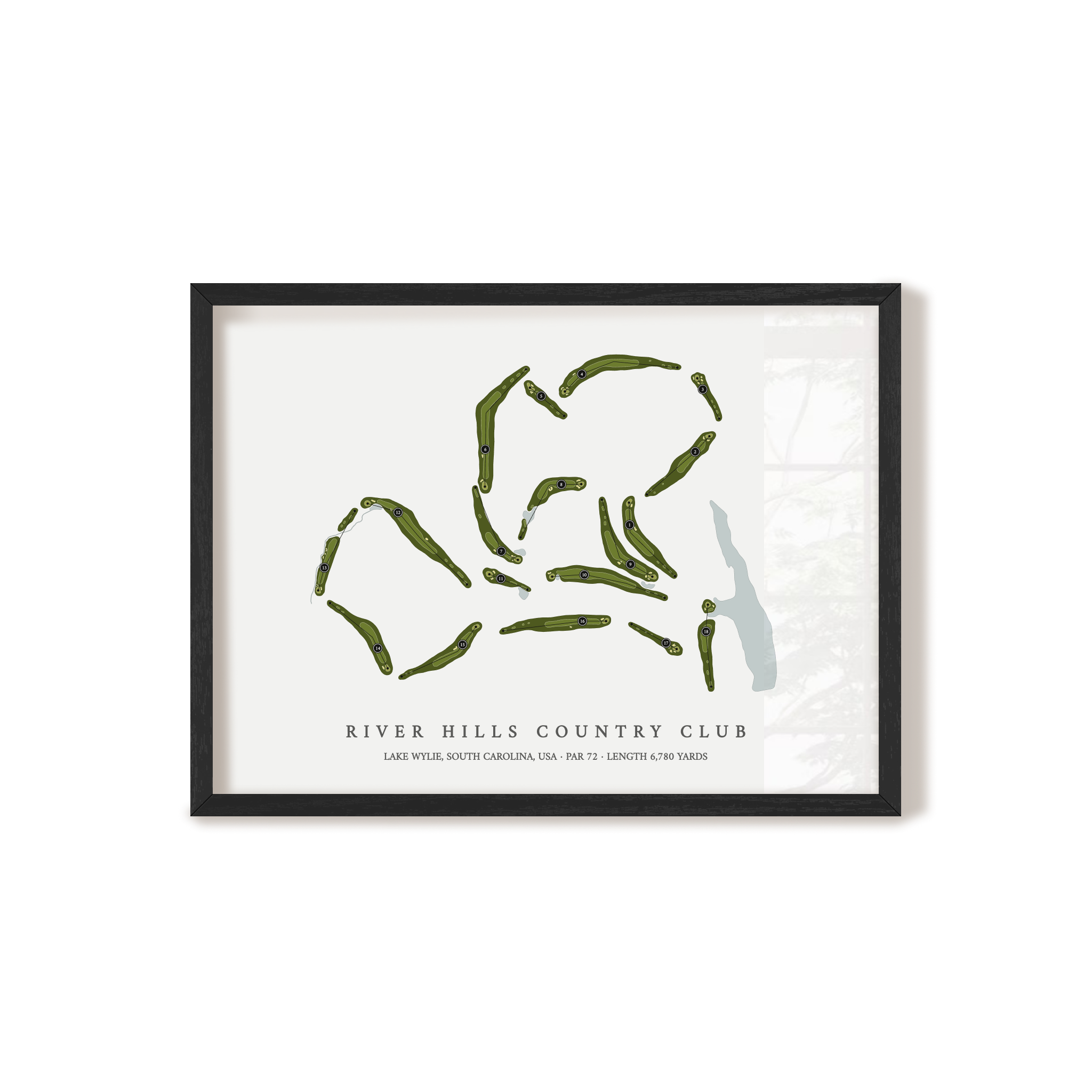 River Hills Country Club | Golf Course Map | Black Frame