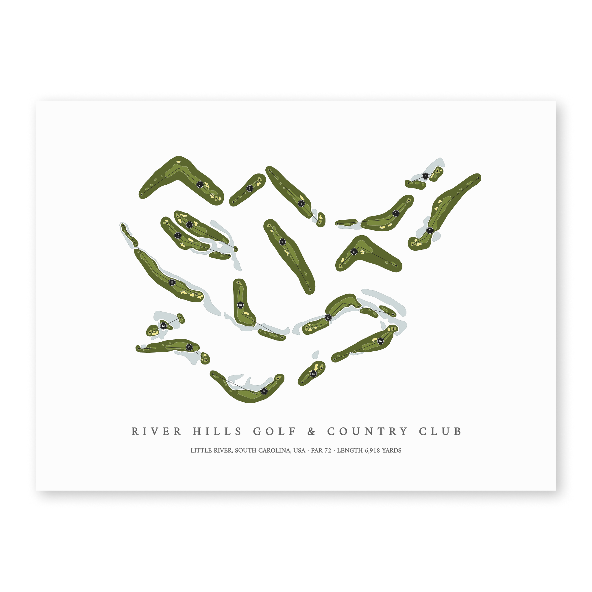 River Hills Golf & Country Club | Golf Course Map | Unframed