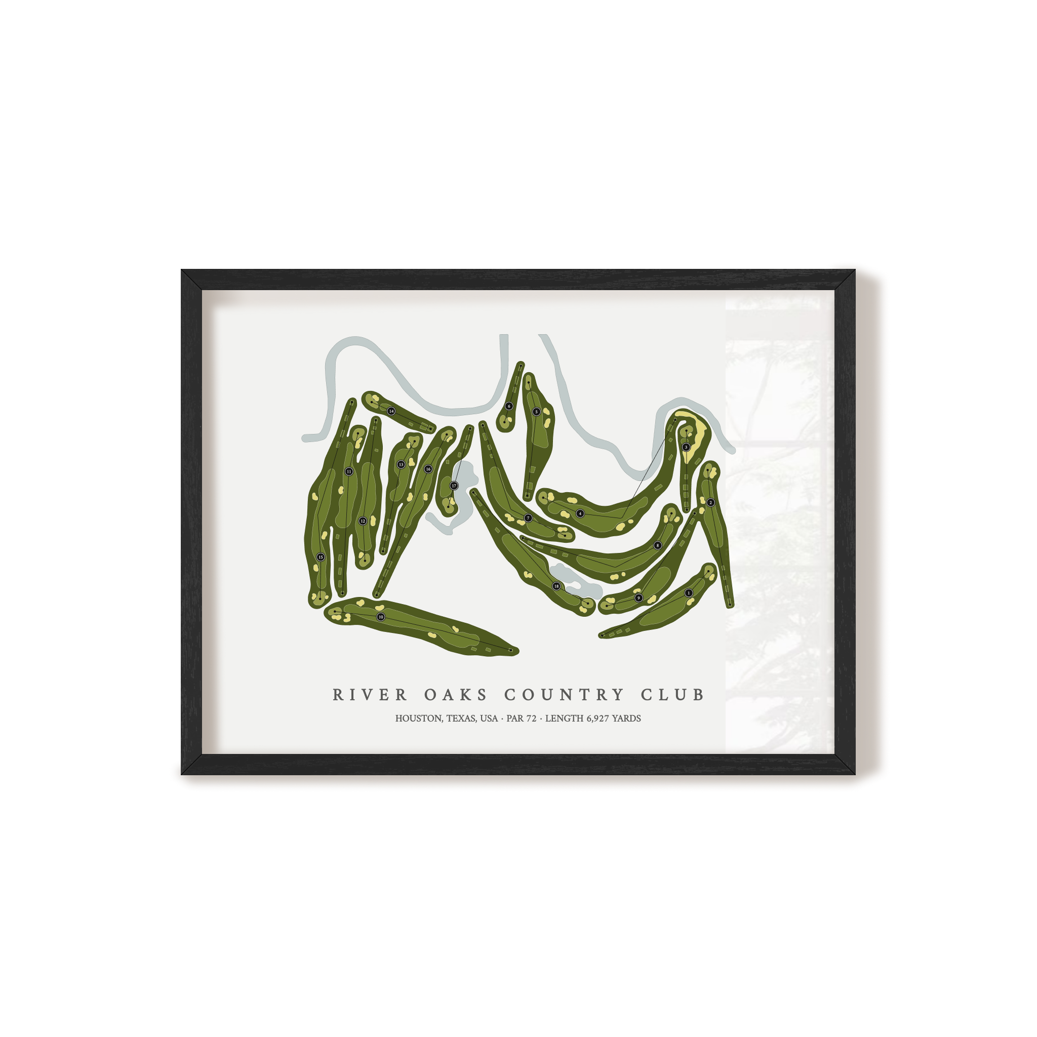 River Oaks Country Club | Golf Course Map | Black Frame