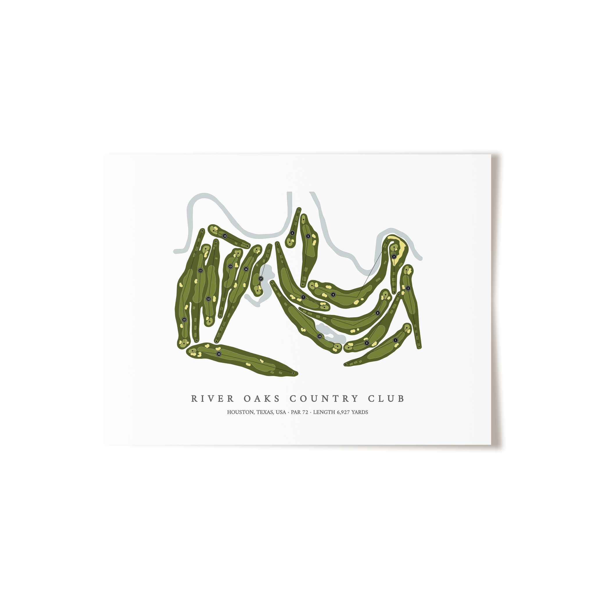 River Oaks Country Club | Golf Course Map | Unframed