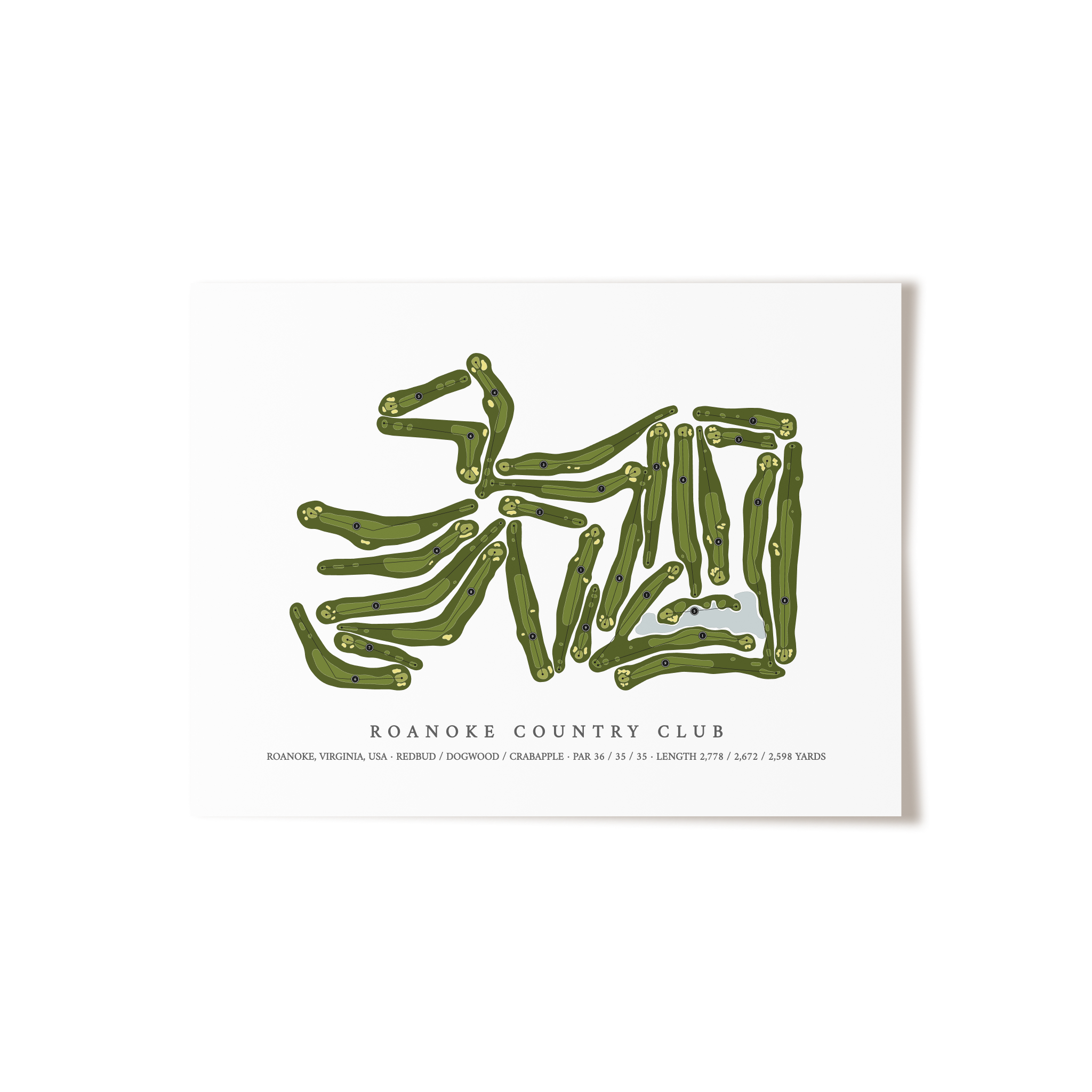 Roanoke Country Club | Golf Course Print | Unframed