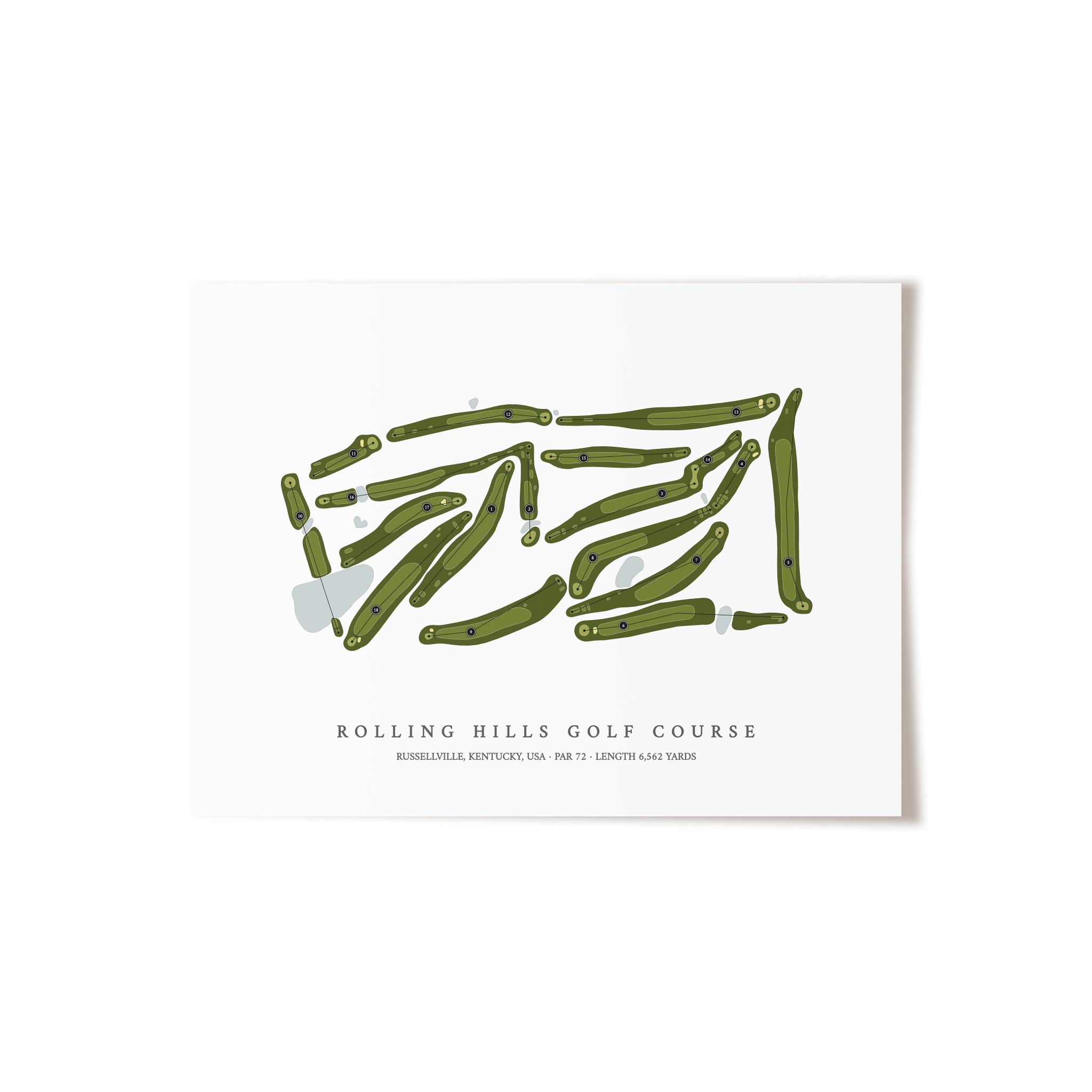 Rolling Hills Golf Course | Golf Course Map | Unframed