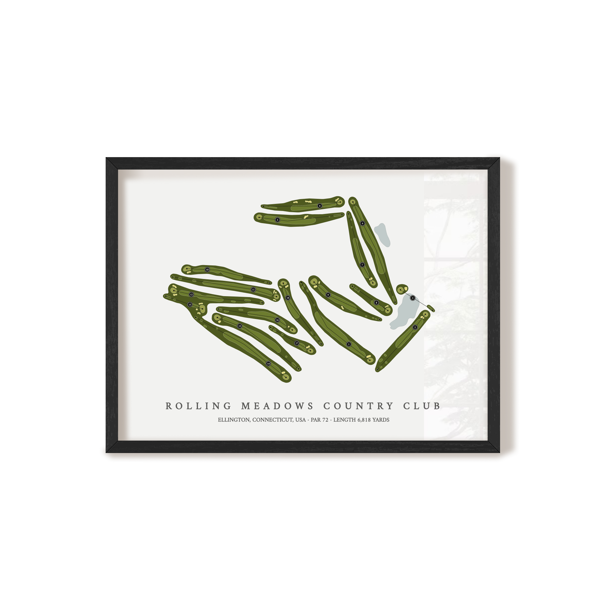 Rolling Meadows Country Club | Golf Course Map | Black Frame