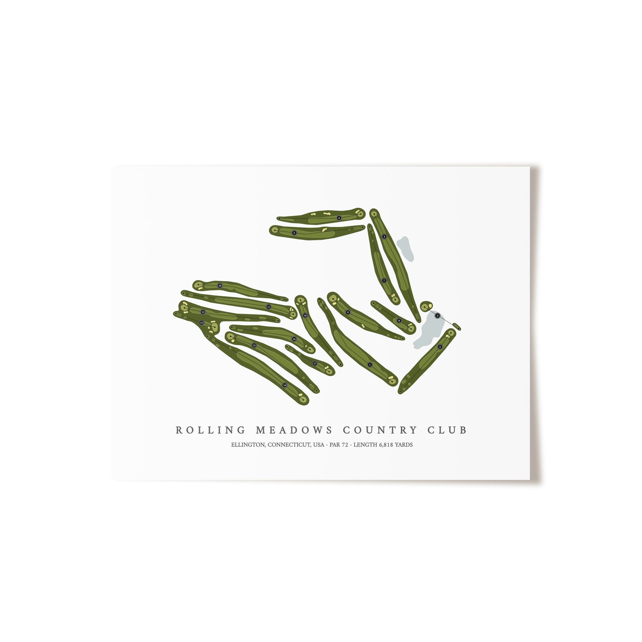 Rolling Meadows Country Club | Golf Course Map | Unframed