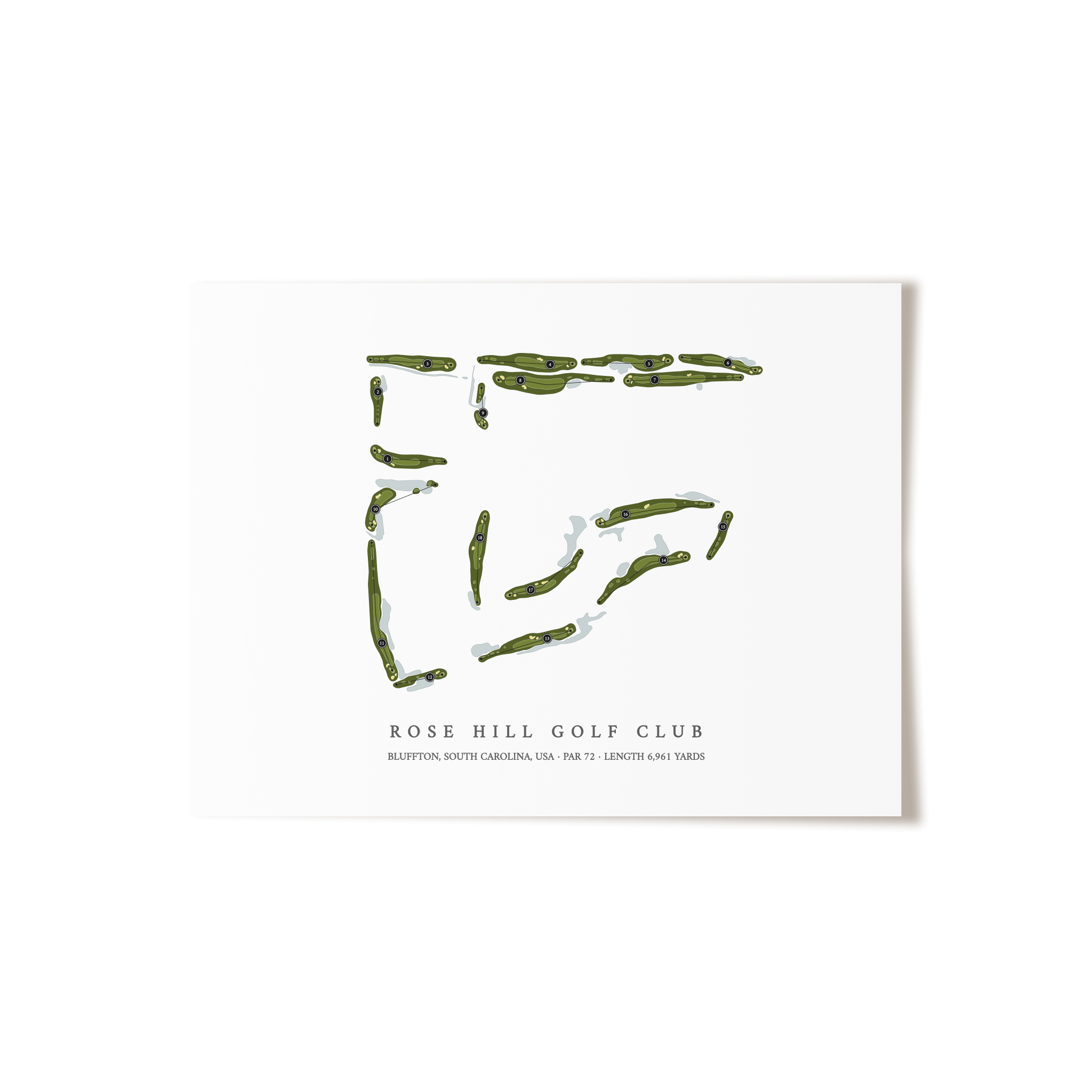 Rose Hill Golf Club | Golf Course Map | Unframed