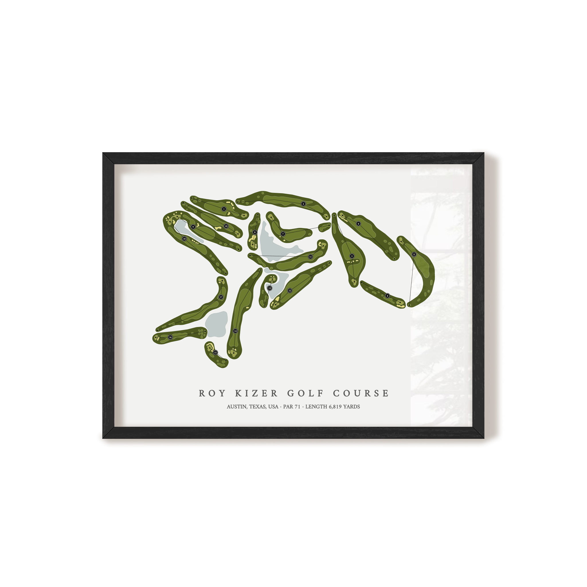 Roy Kizer Golf Course | Golf Course Map | Black Frame