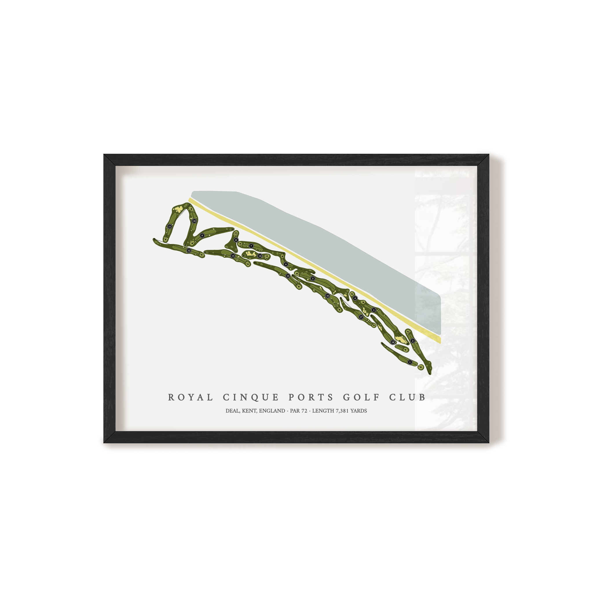 Royal Cinque Ports Golf Club | Golf Course Map | Black Frame