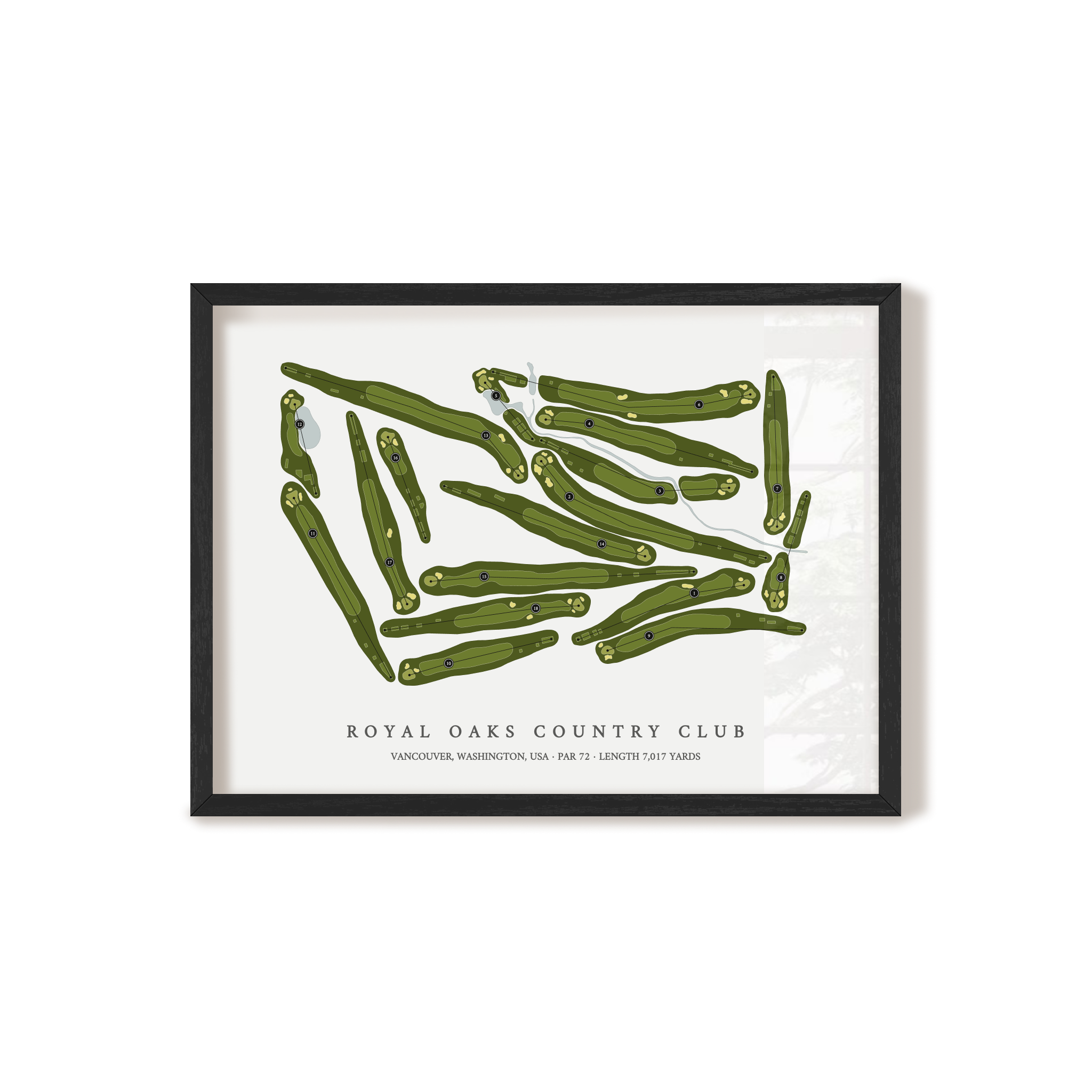 Royal Oaks Country Club | Golf Course Map | Black Frame