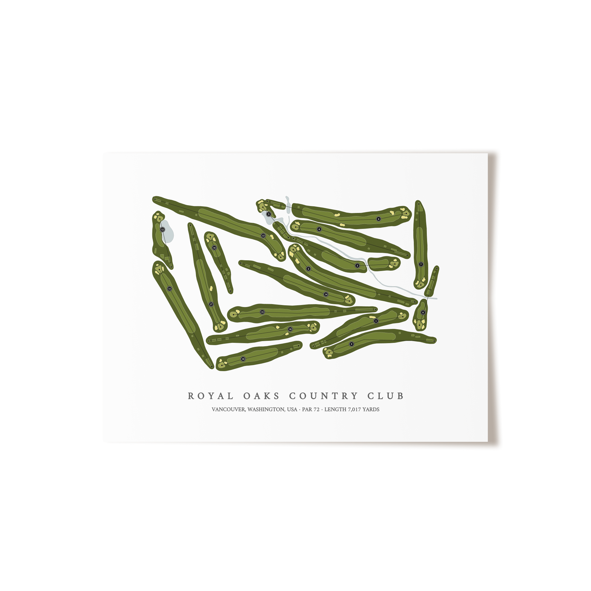 Royal Oaks Country Club | Golf Course Map | Unframed