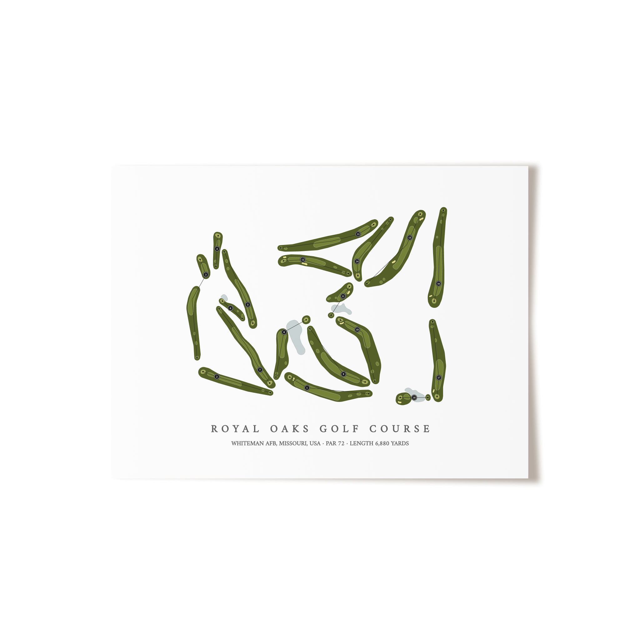 Royal Oaks Golf Course | Golf Course Map | Unframed