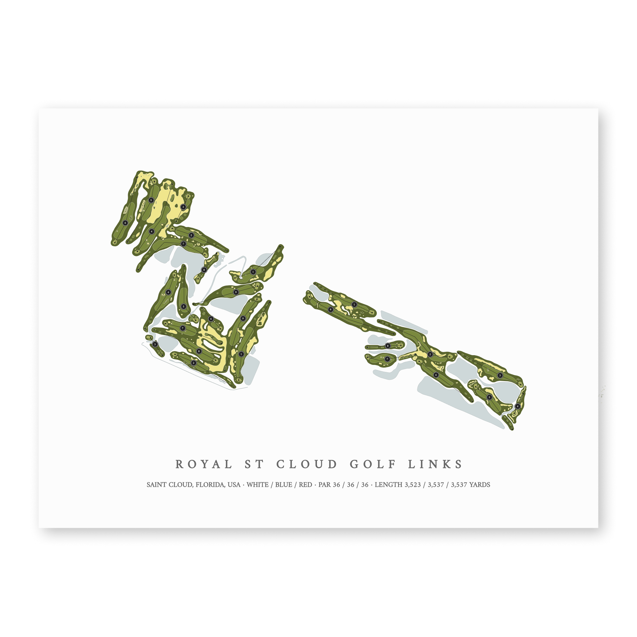 Royal St Cloud Golf Links | Golf Course Map | Unframed