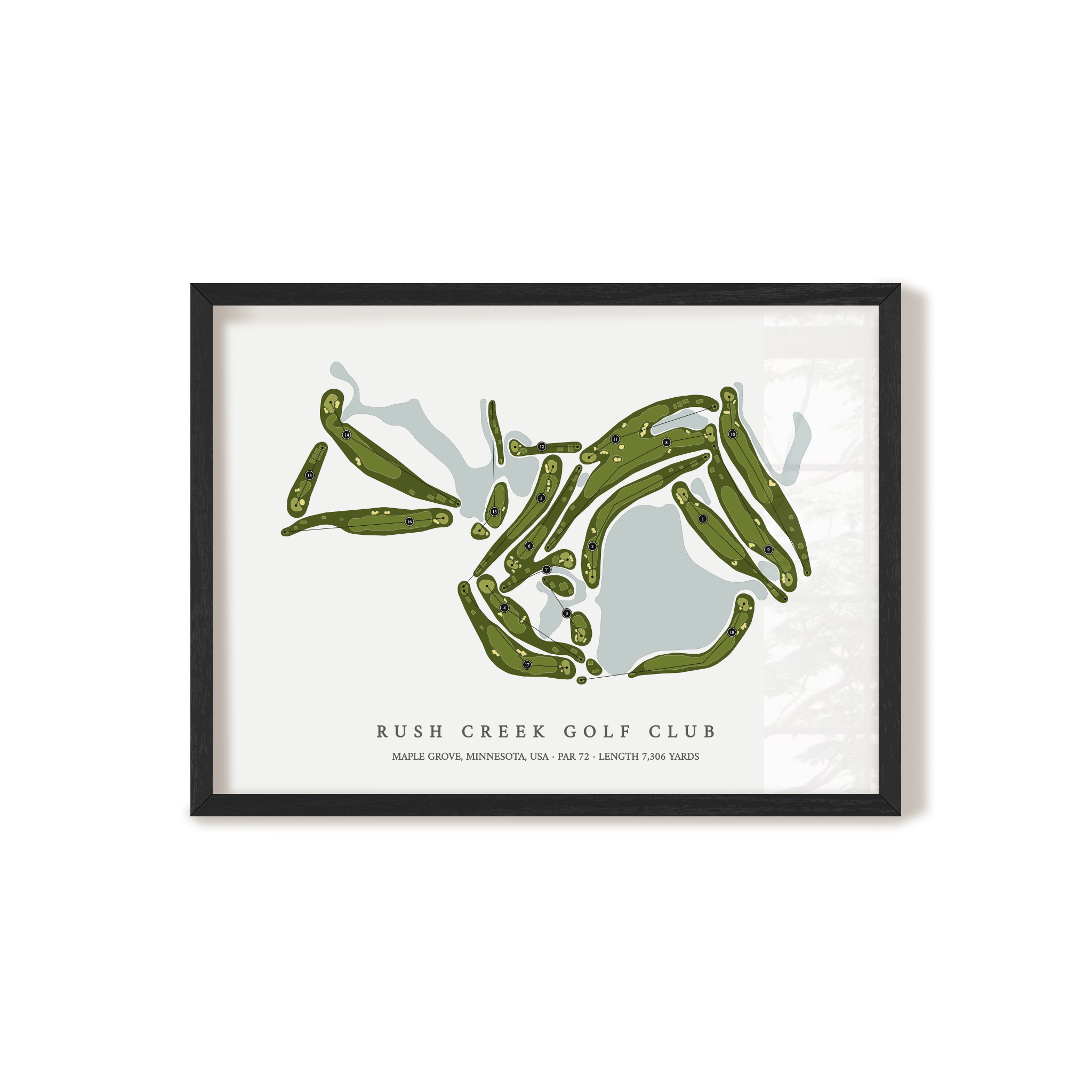 Rush Creek Golf Club | Golf Course Map | Black Frame