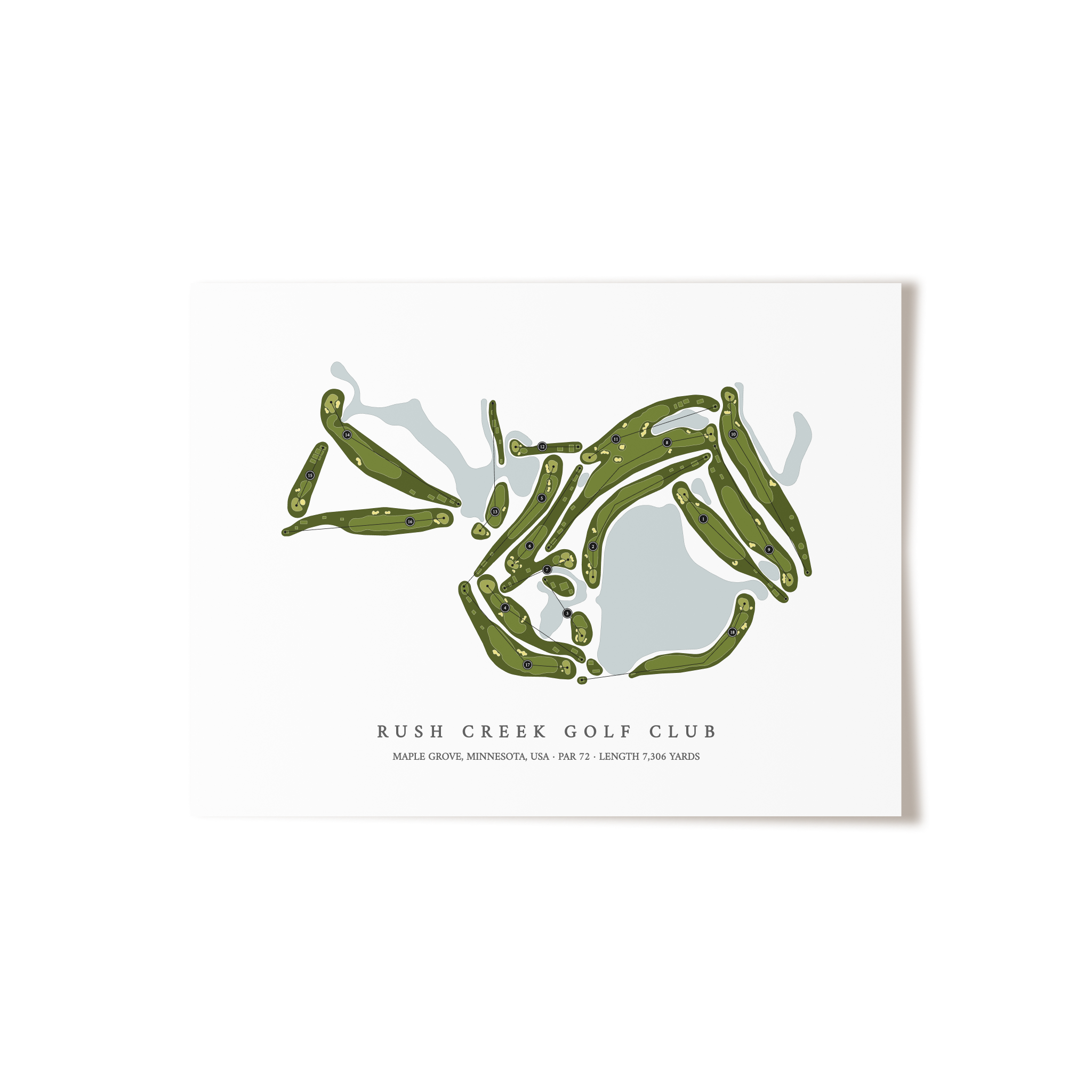 Rush Creek Golf Club | Golf Course Map | Unframed