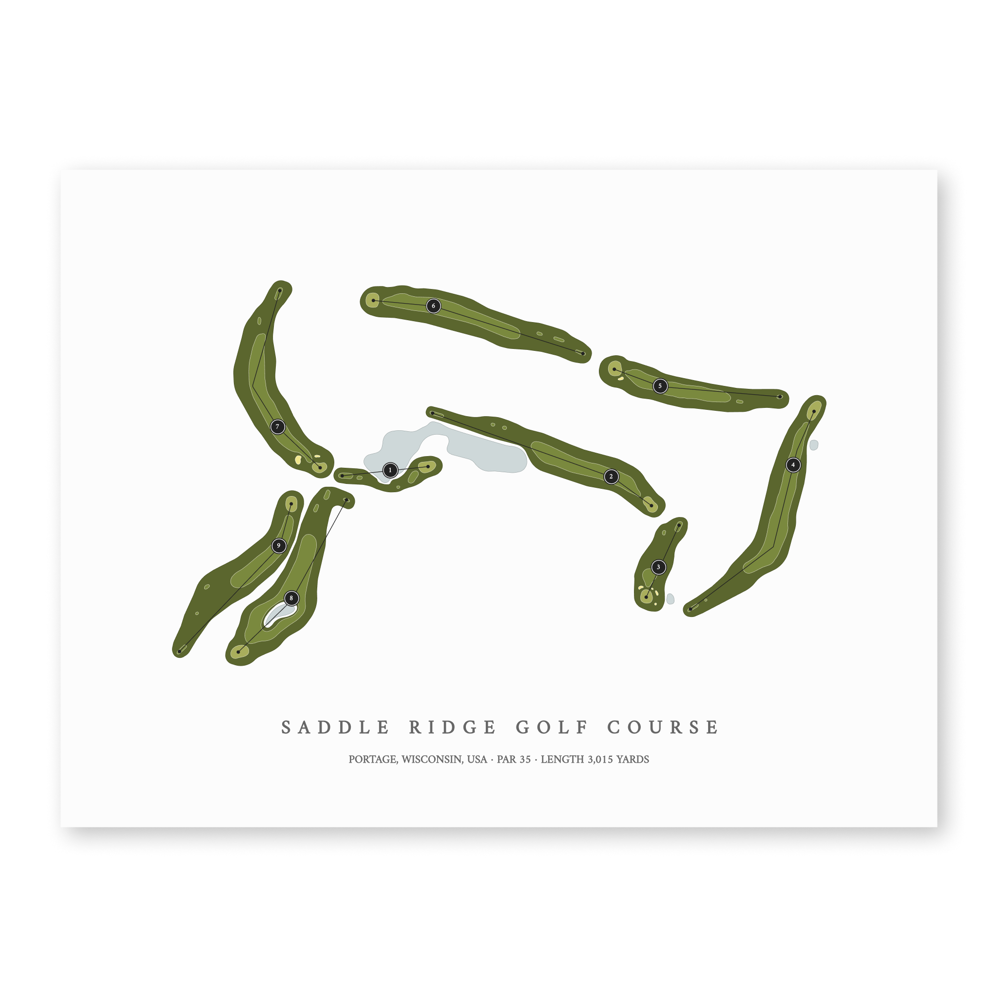 Saddle Ridge Golf Course | Golf Course Map | Unframed