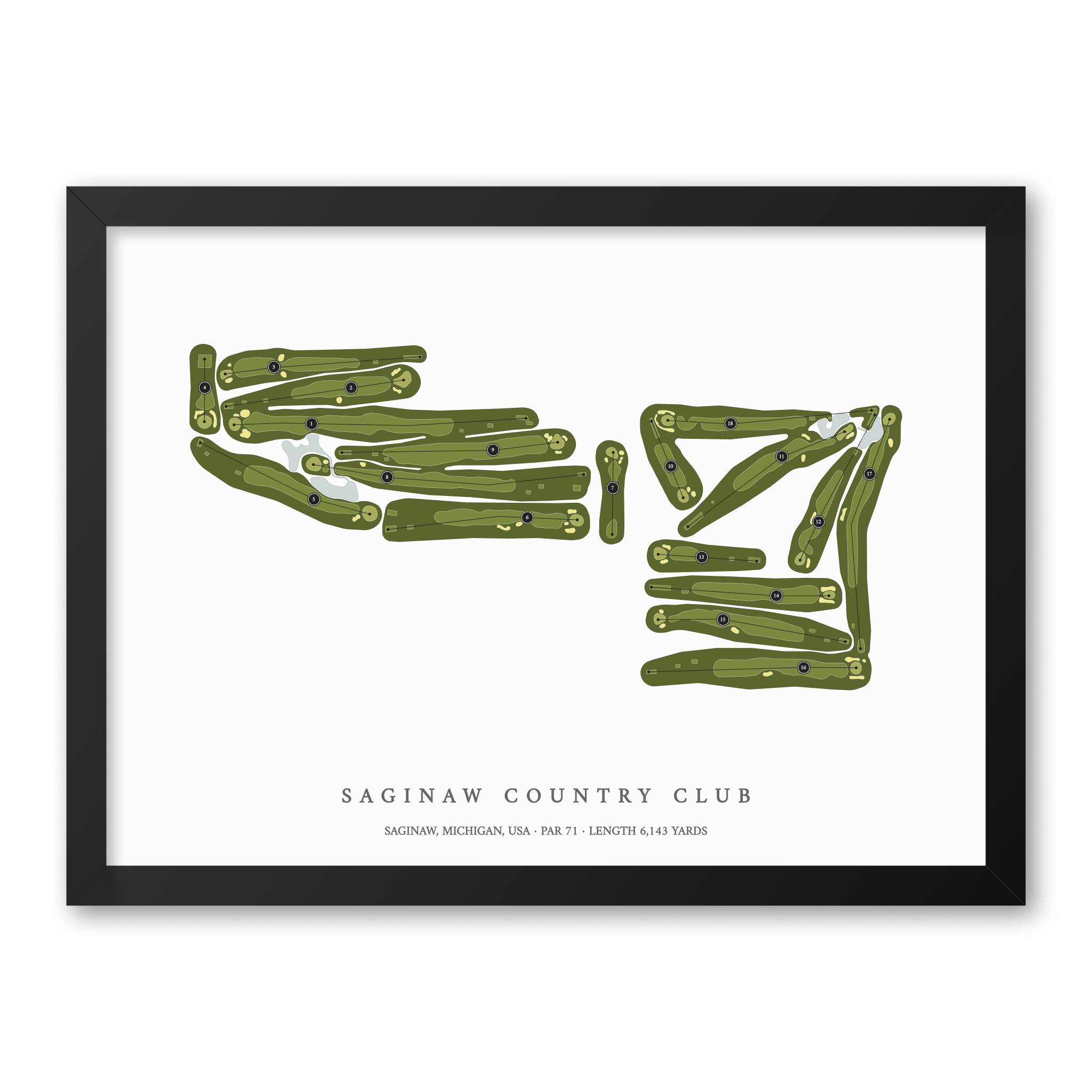 Saginaw Country Club | Golf Course Map | Black Frame