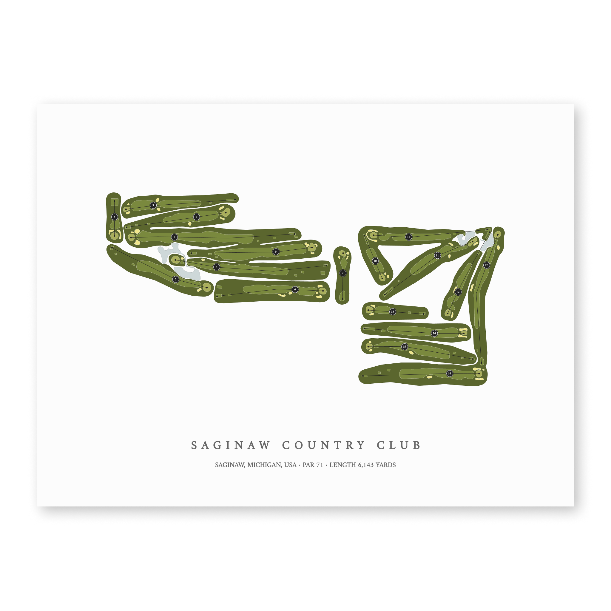 Saginaw Country Club | Golf Course Map | Unframed