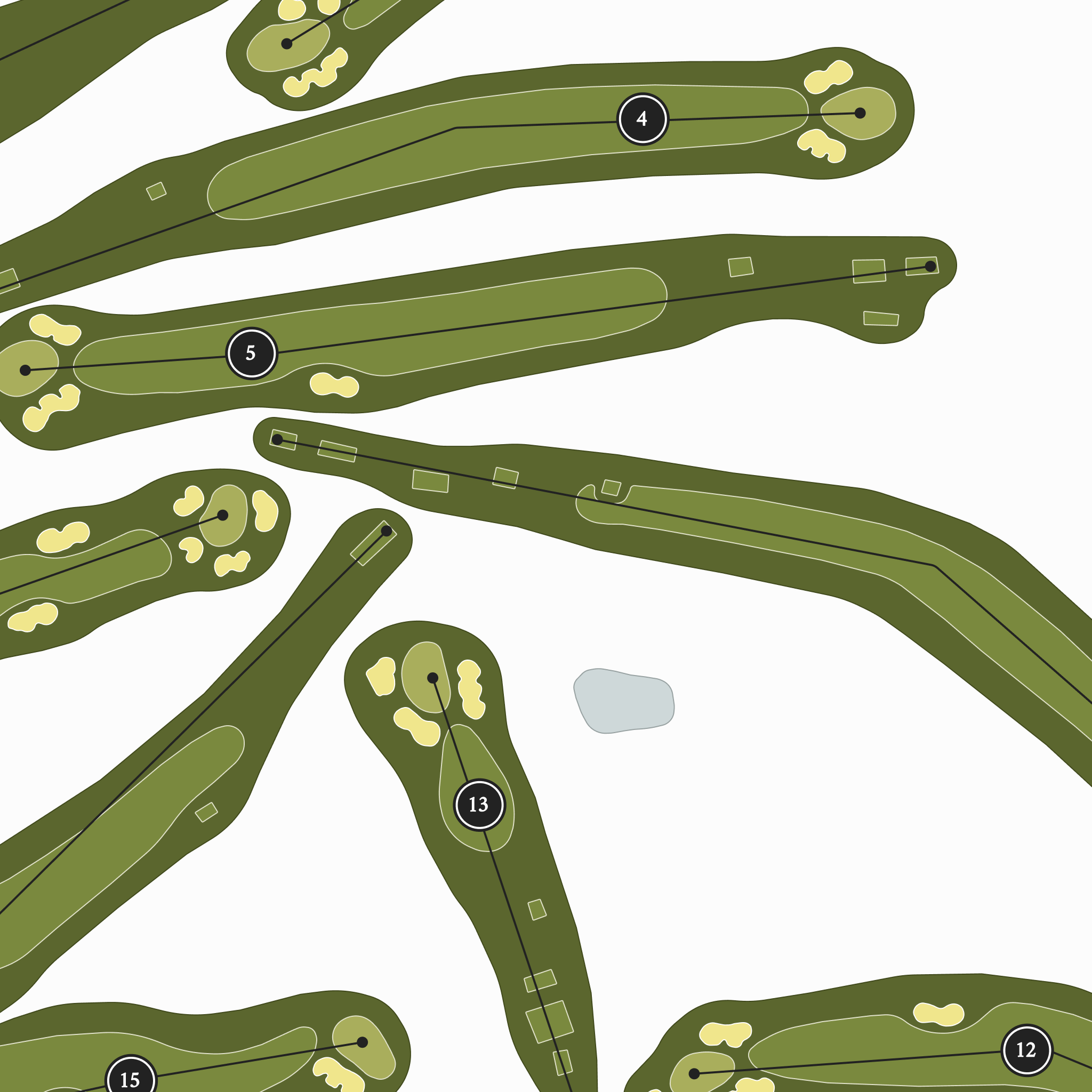 San Diego Country Club | Heritage Style Golf Course Print | Close Up