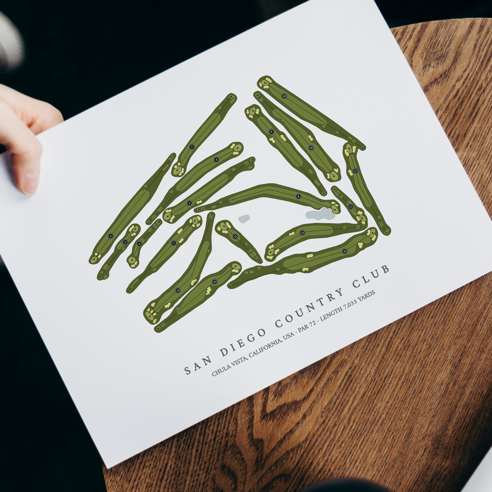 San Diego Country Club | Heritage Style Golf Course Print | With Laptop