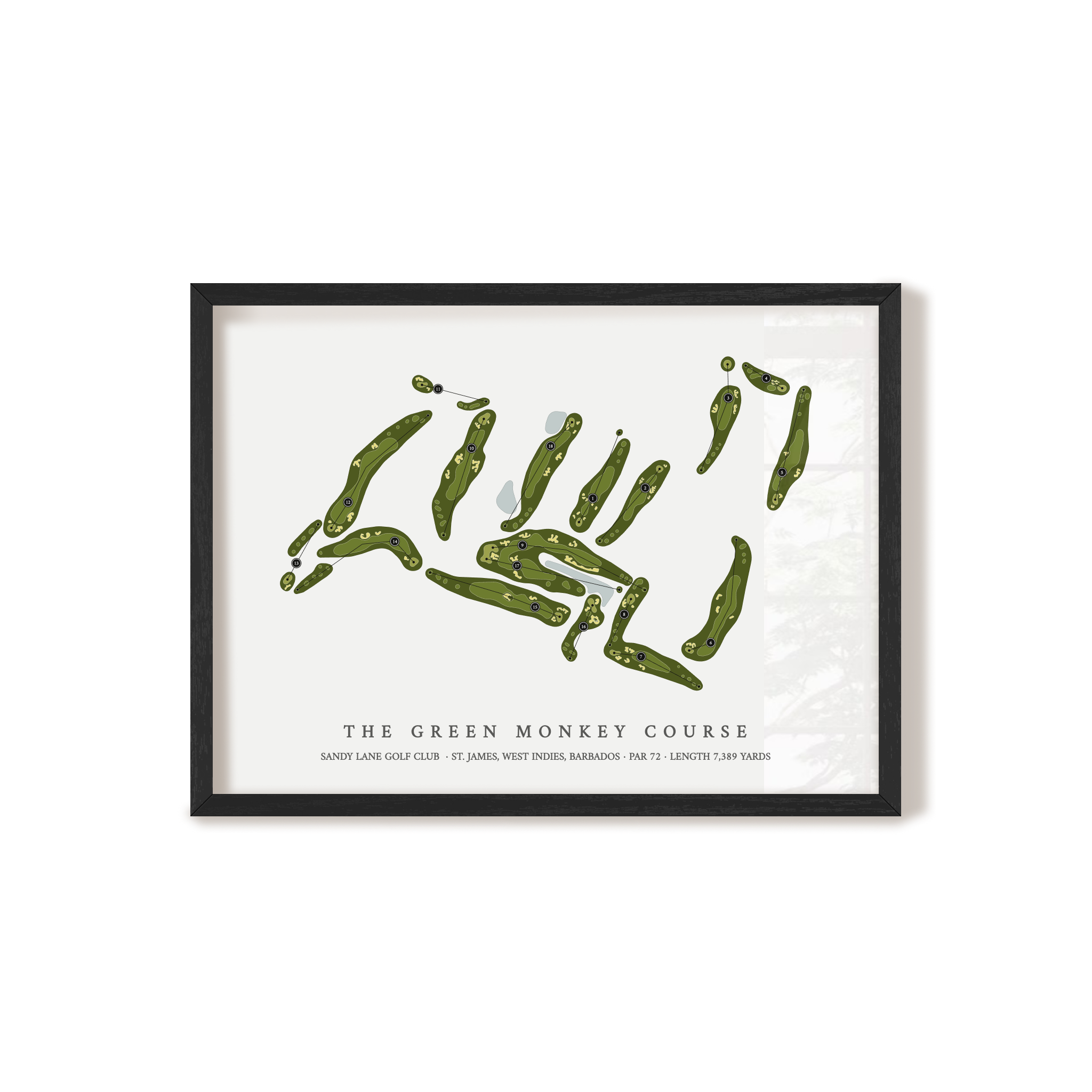 Sandy Lane Golf Club - The Green Monkey Course | Golf Course Map | Black+Frame