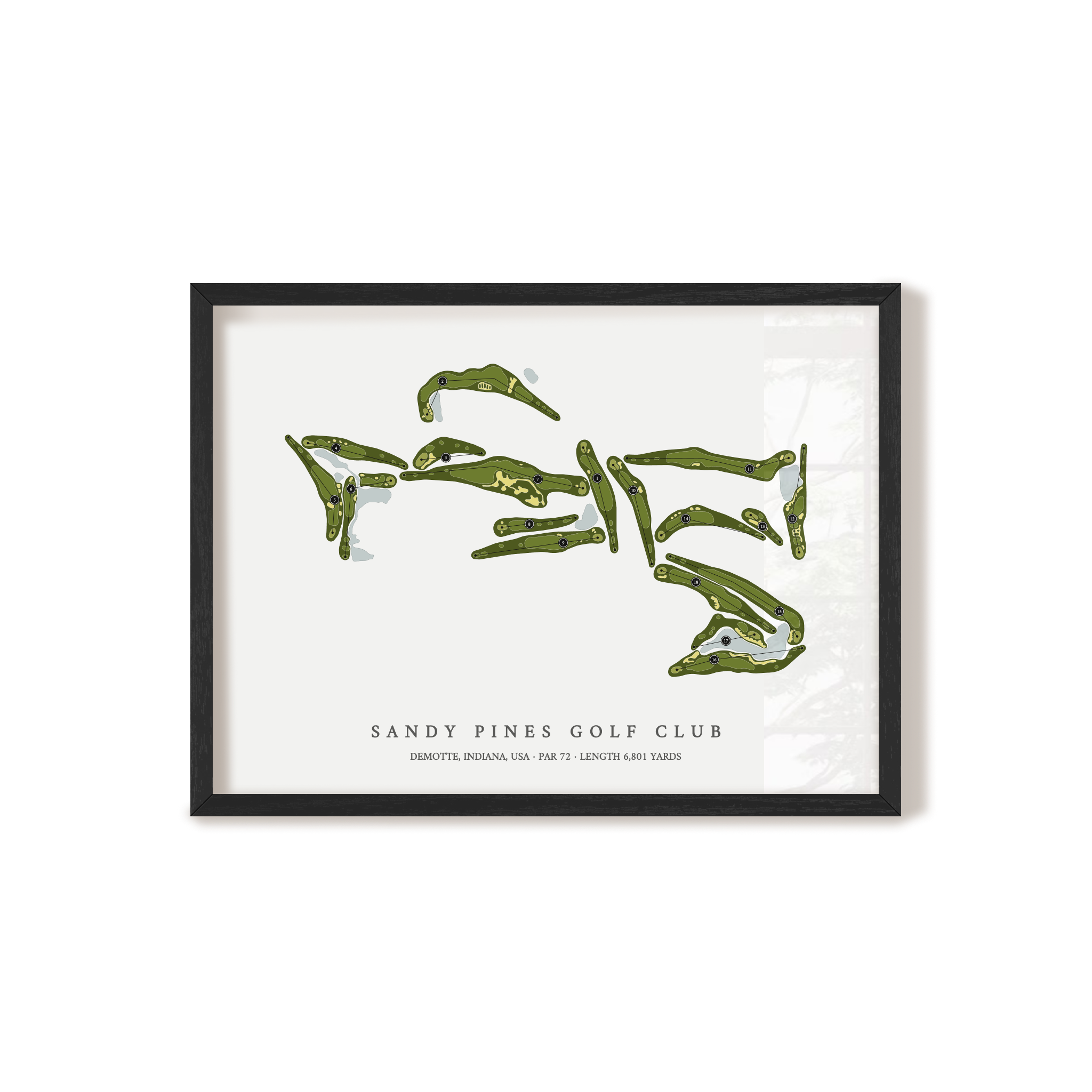 Sandy Pines Golf Club | Golf Course Map | Black Frame