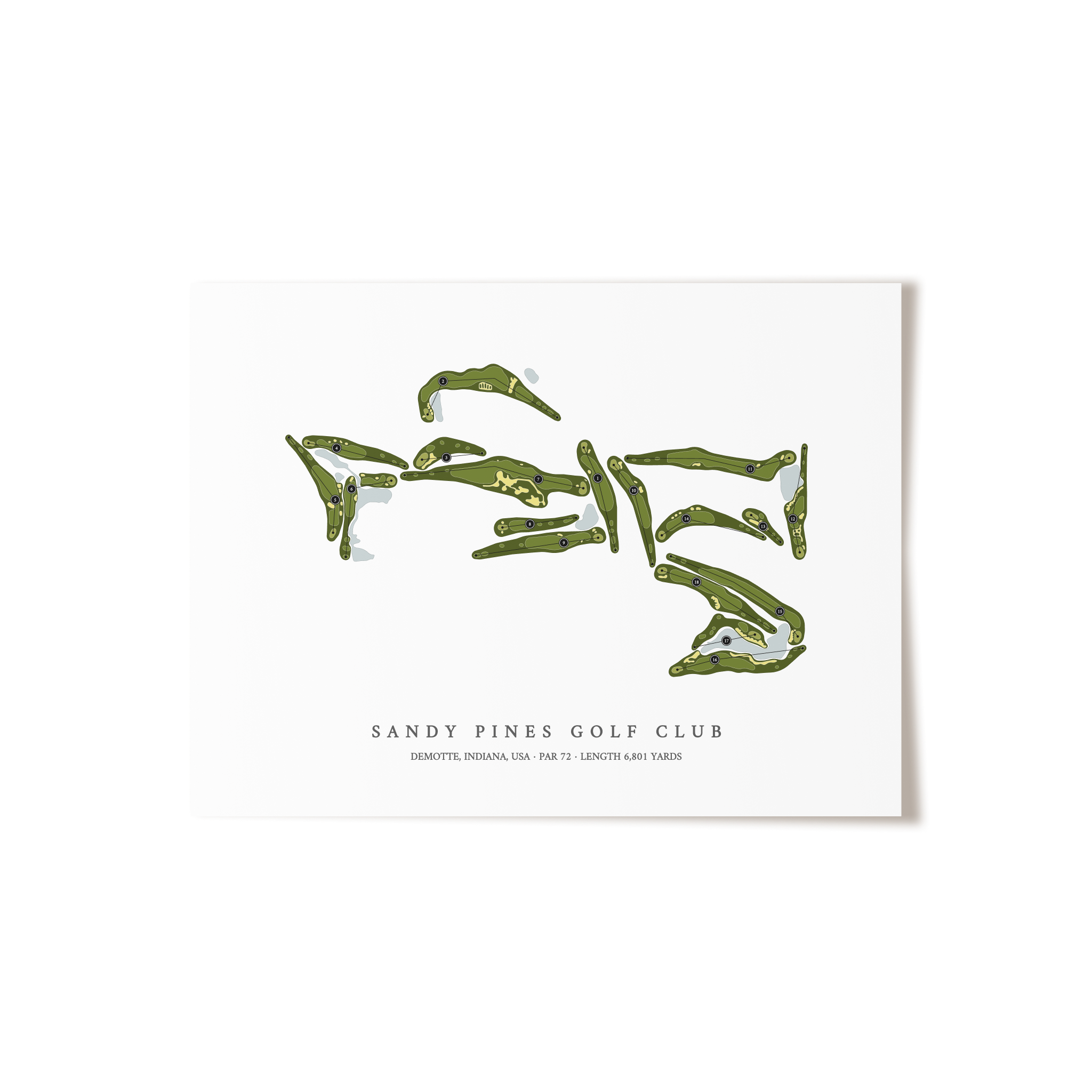 Sandy Pines Golf Club | Golf Course Map | Unframed